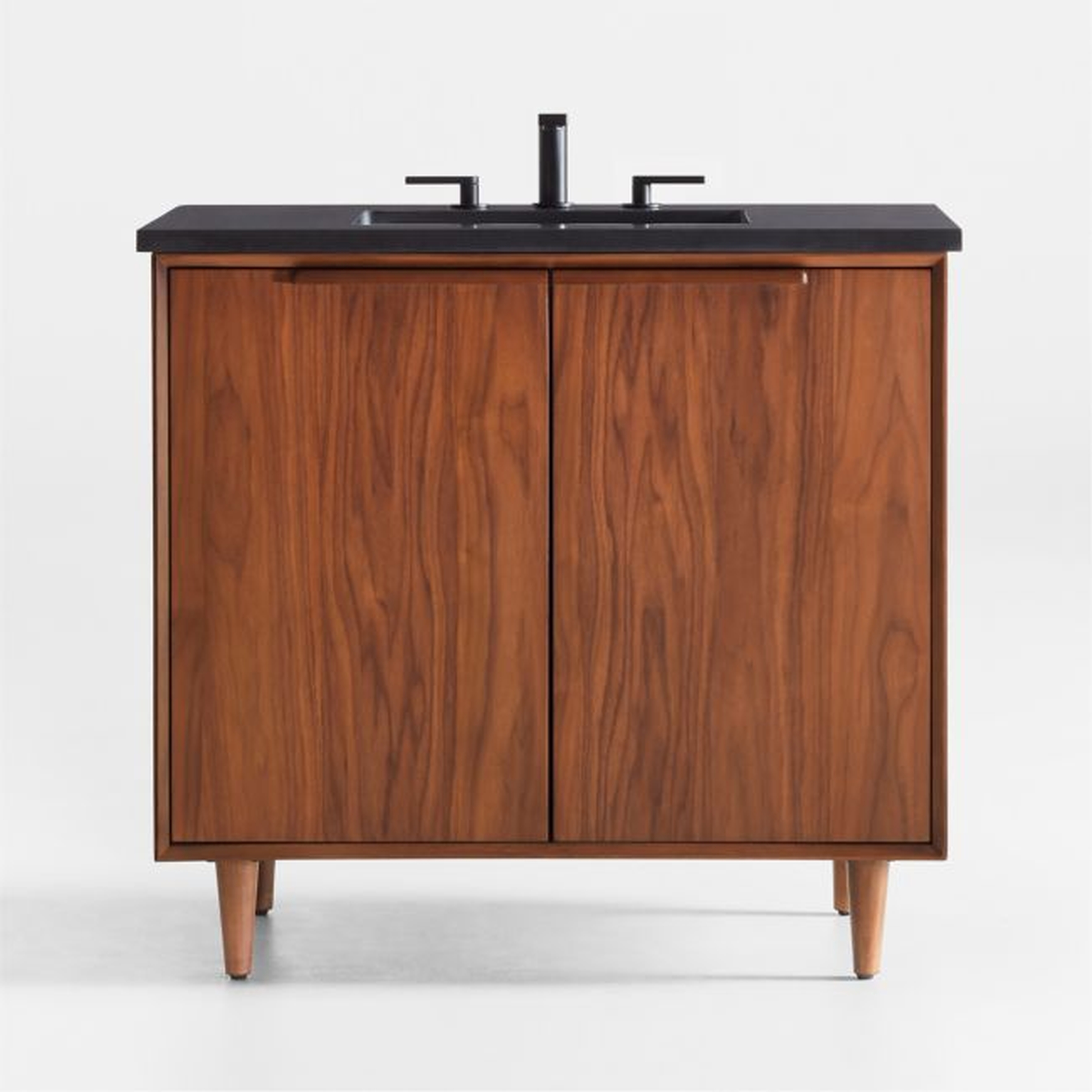 Tate 36" Black Granite Top Single Sink Vanity with Walnut Wood Doors - Crate and Barrel