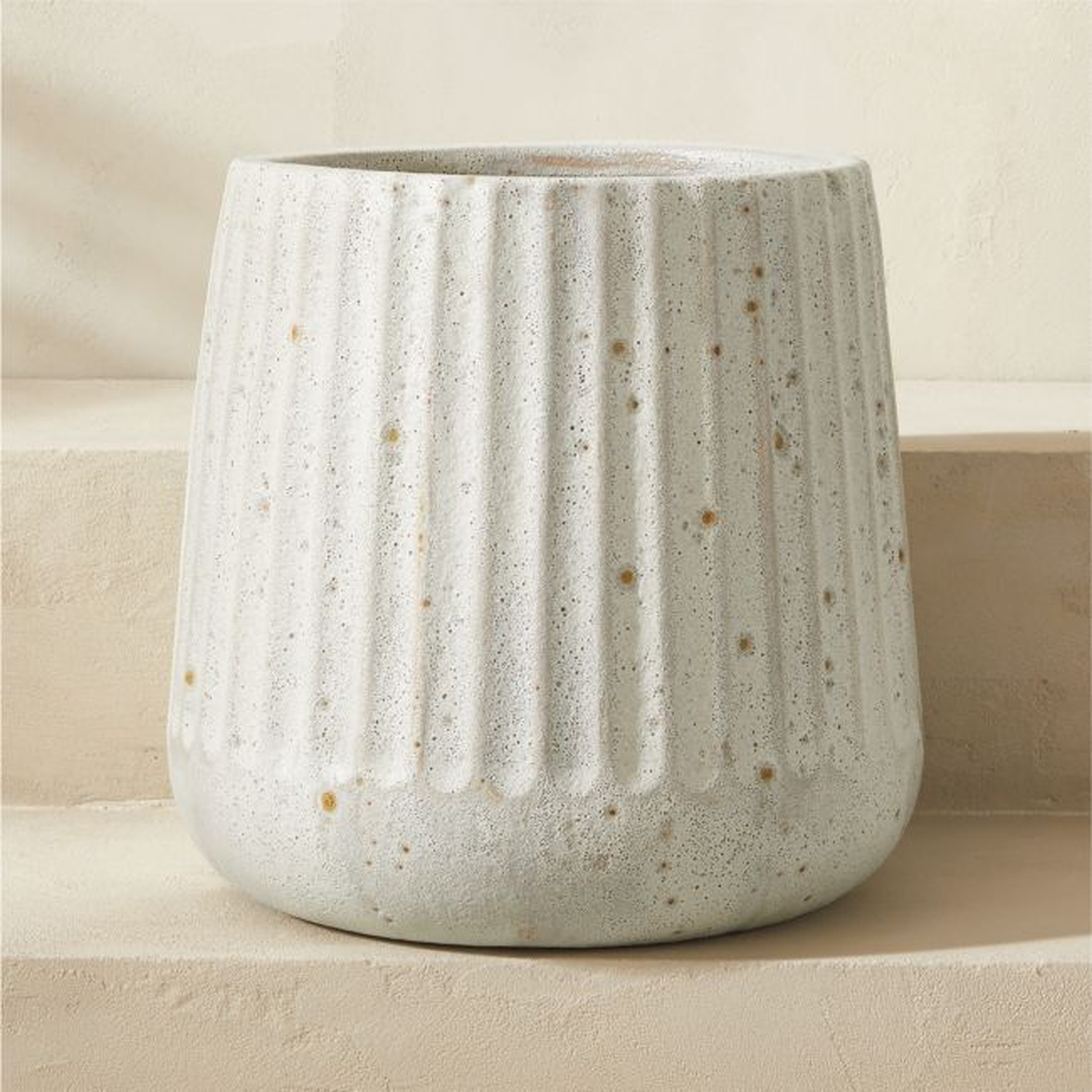 Etna White Glazed Indoor/Outdoor Planter Medium - CB2