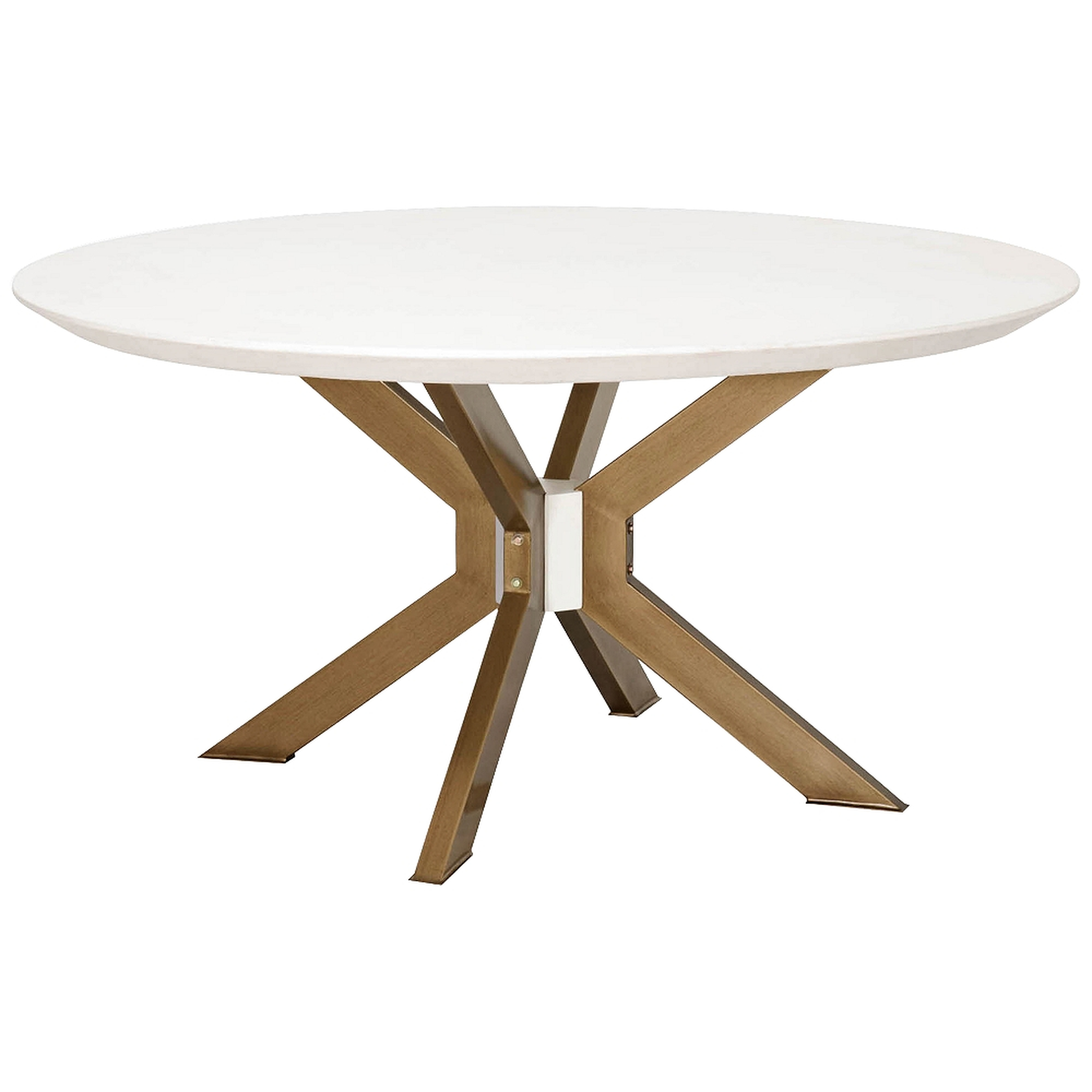 Industry 60" Wide Ivory and Brass Round Dining Table - Style # 86P76 - Lamps Plus