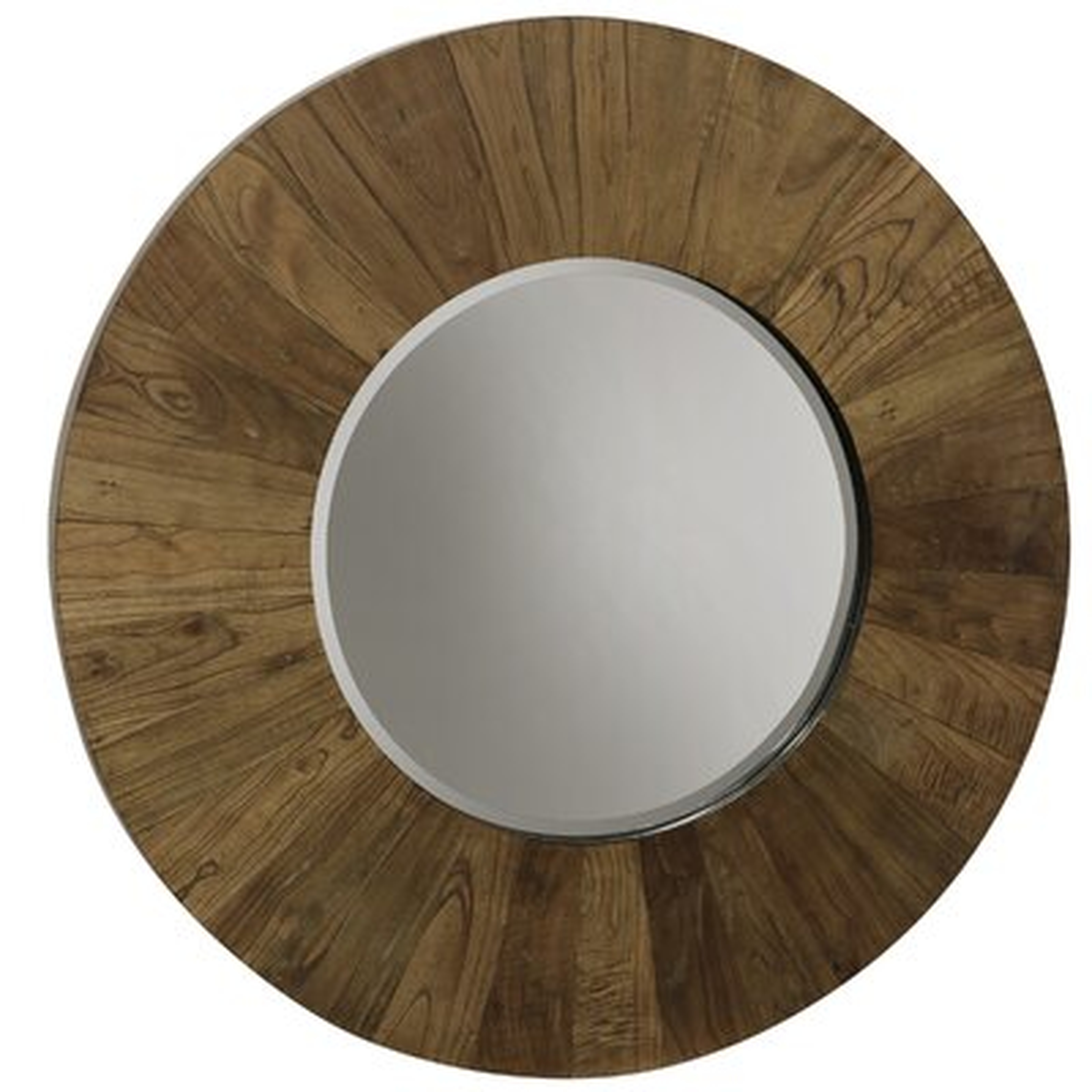 Style Craft Veneer Natural Wood - Natural Tone Wood Frame Round Mirror With Clear Beveled Glass - Wayfair
