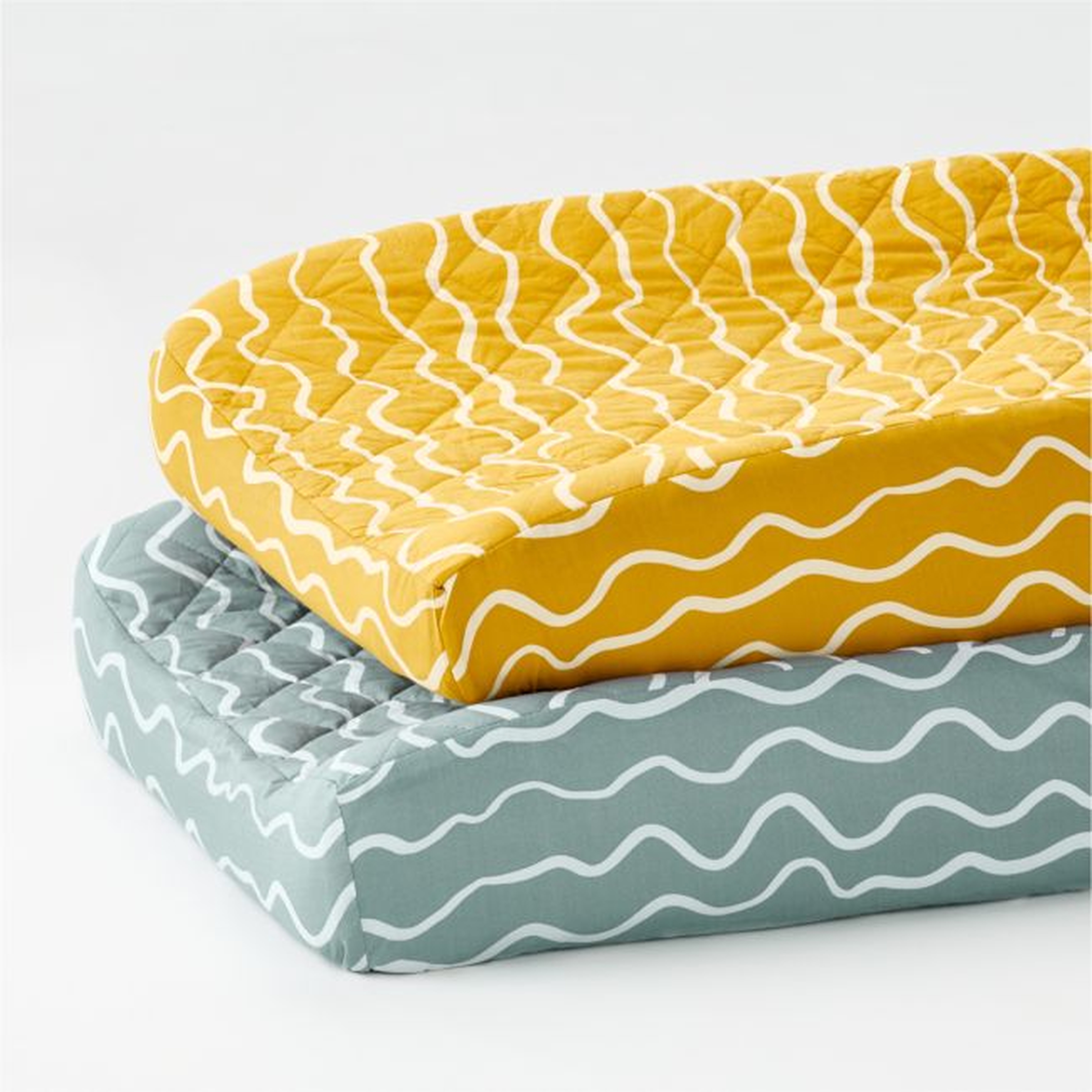 Yellow Imperfect Stripe Changer Cover, Set of 2 - Crate and Barrel
