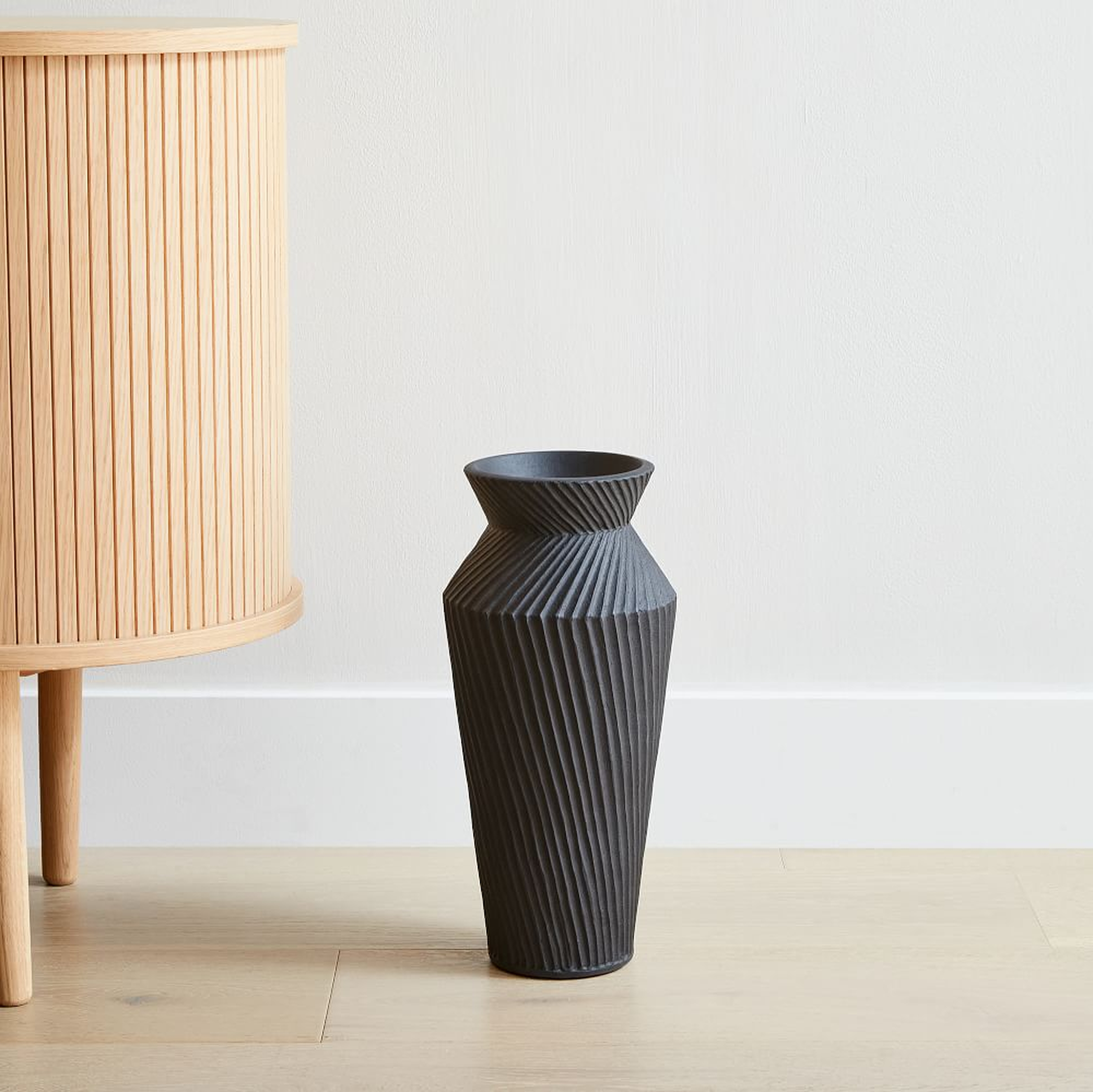 Asher Ceramic Floor Vases Floor Vase Black Earthenware Large - West Elm