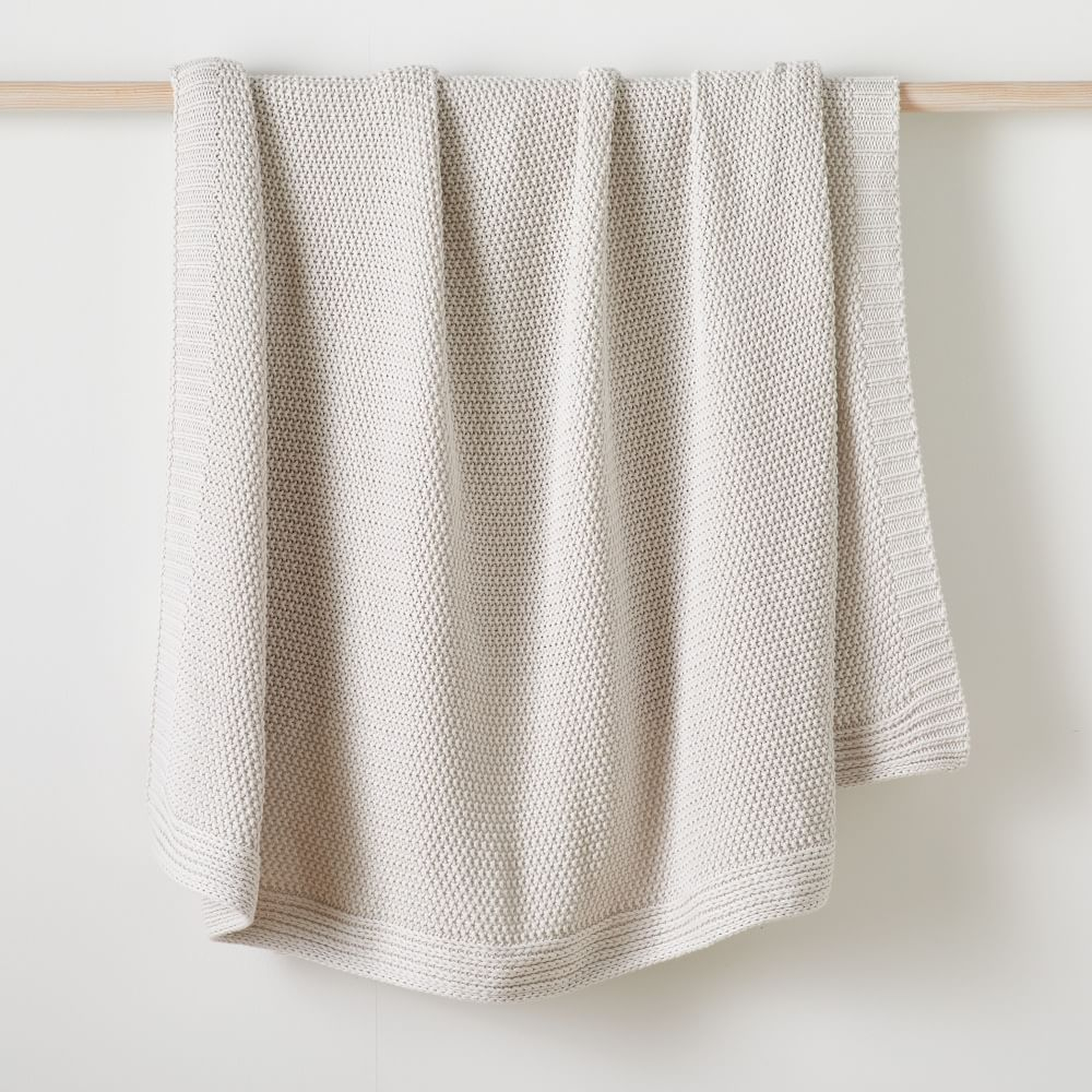 Cotton Knit Throw, Frost Gray, 50"x60" - West Elm