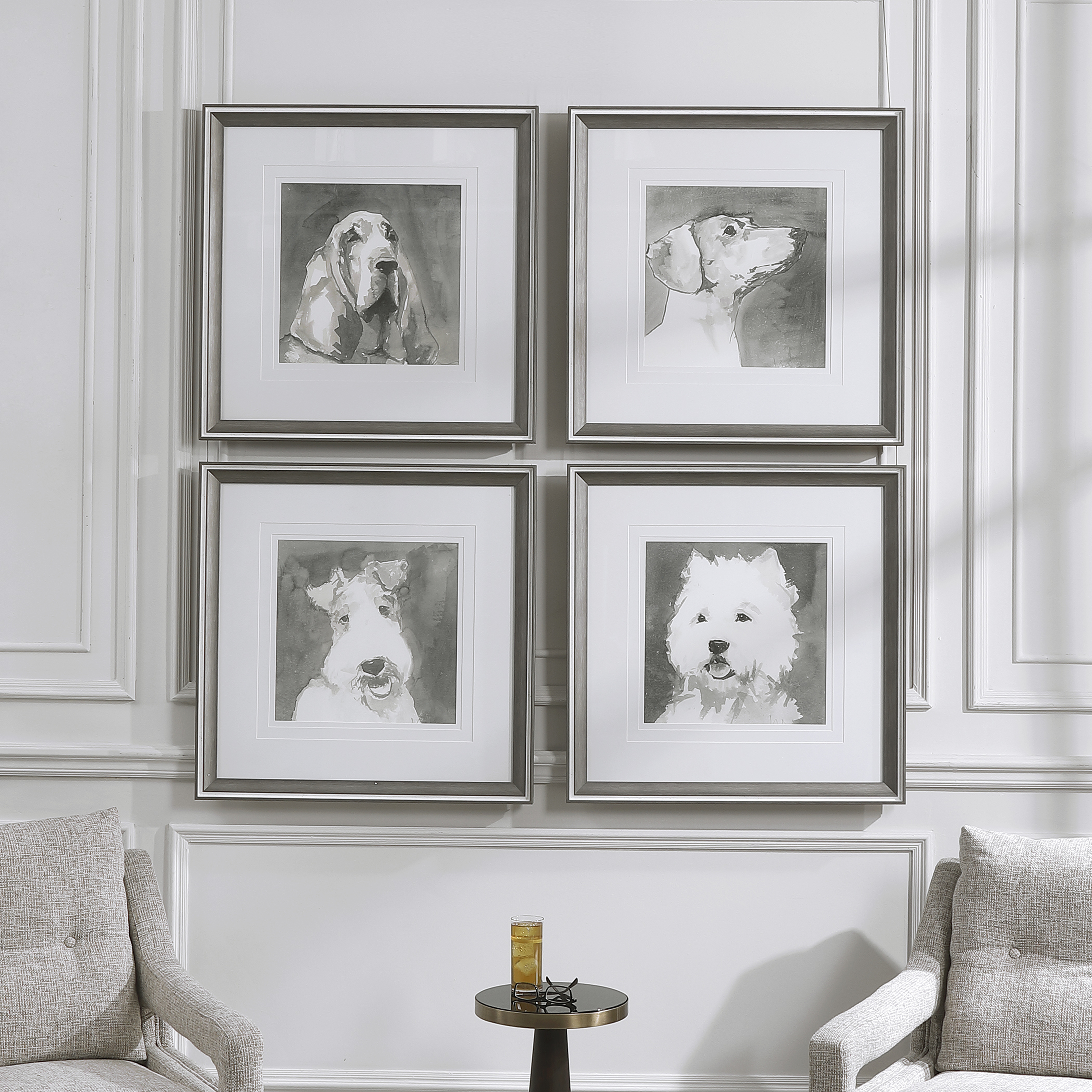 Modern Dogs Framed Prints, S/4 - Hudsonhill Foundry