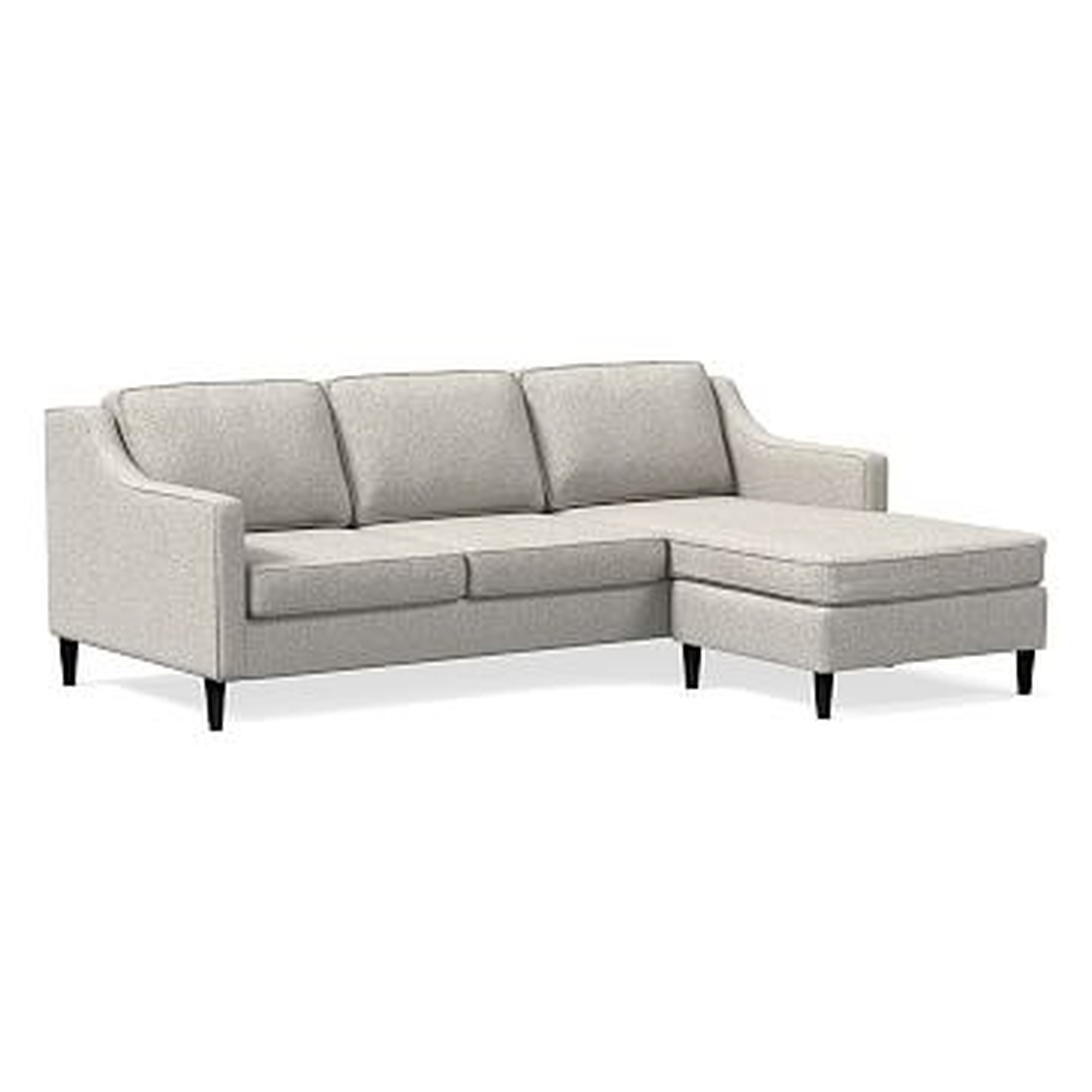 Paidge Flip Sectional, Down Blend, Chenille Tweed, Storm Gray, Cone Chocolate - West Elm