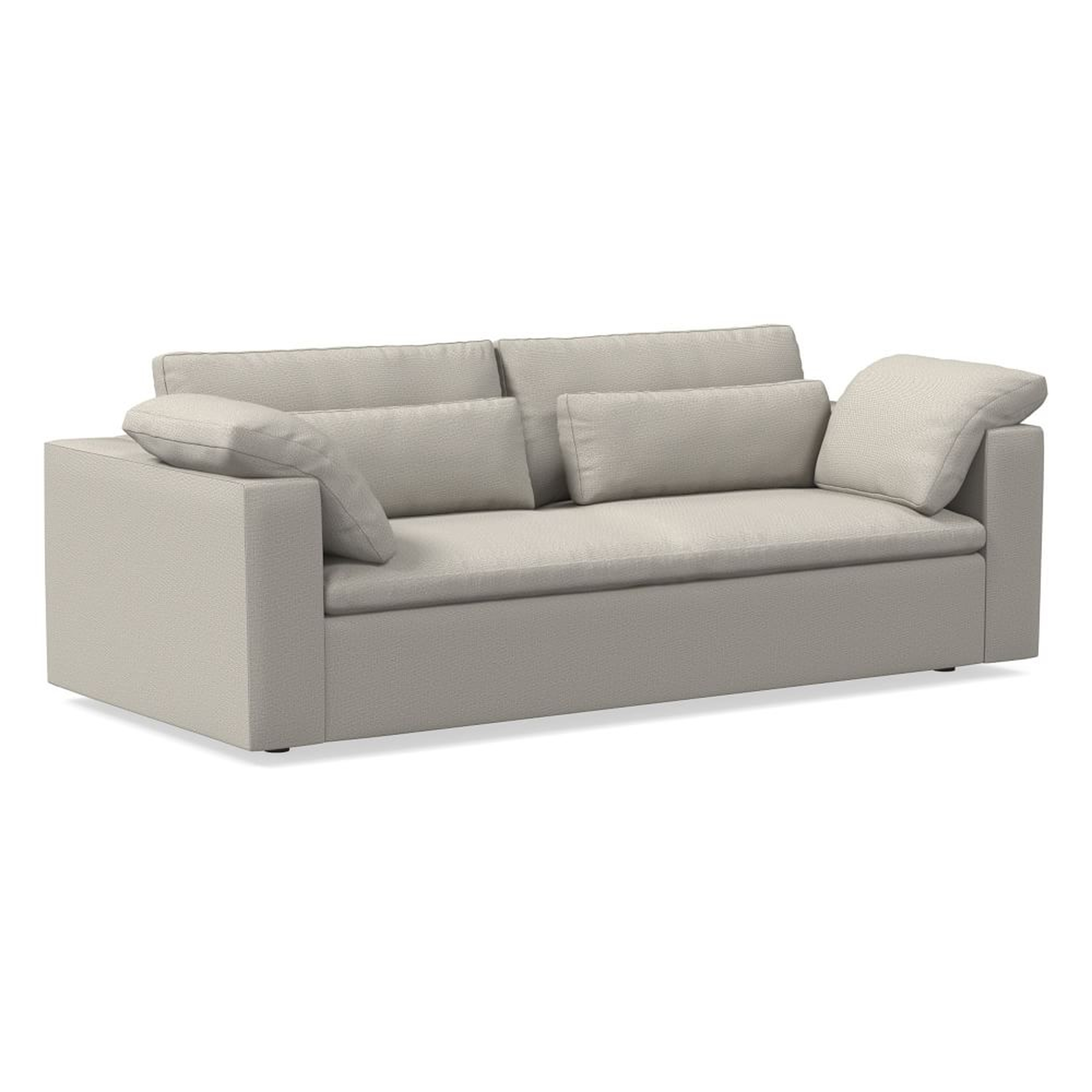 Harmony Modular 92" Bench Cushion Sofa, Standard Depth, Basket Slub, Pearl Gray - West Elm