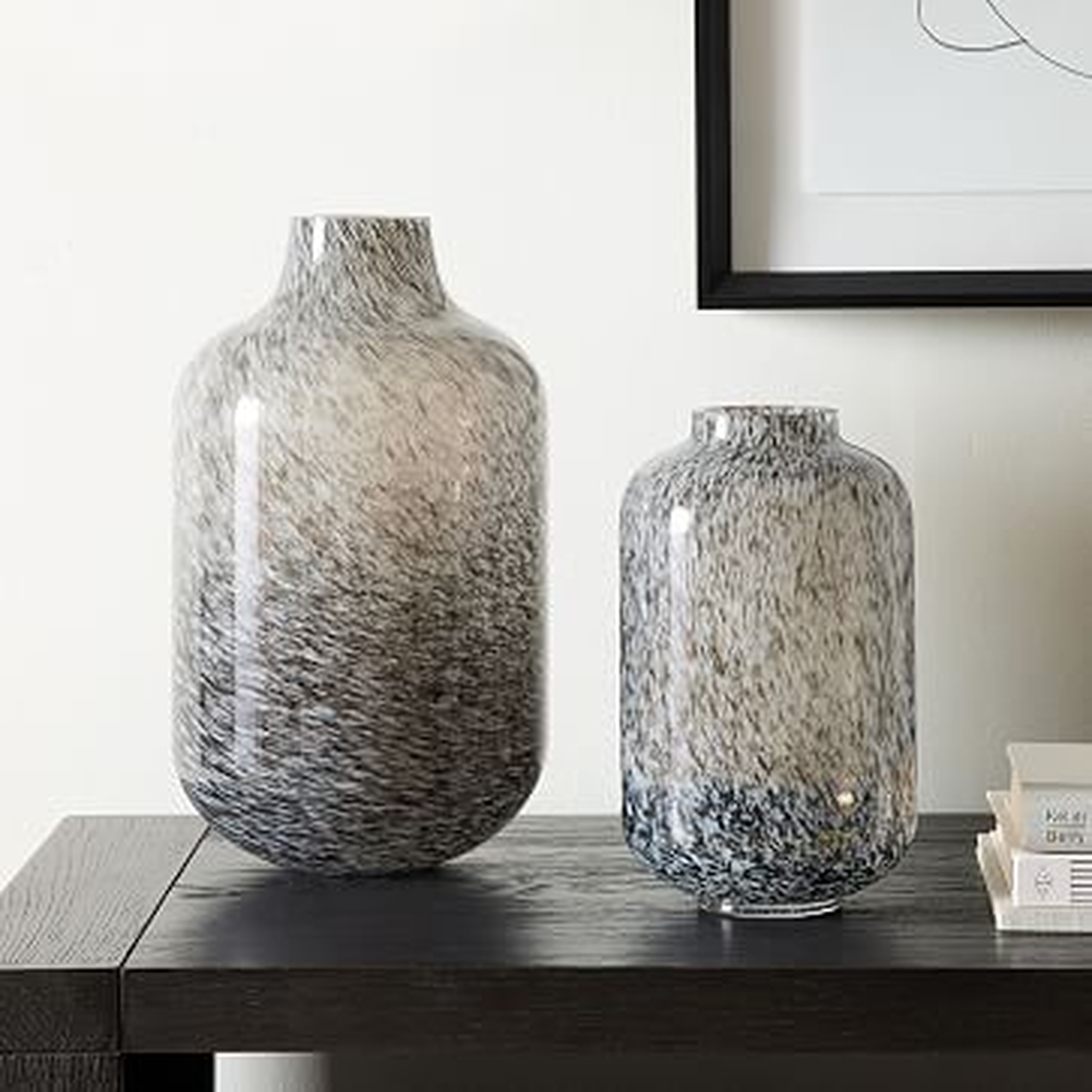 Mari Vase, Black Speckle, Medium and Large, Set of 2 - West Elm