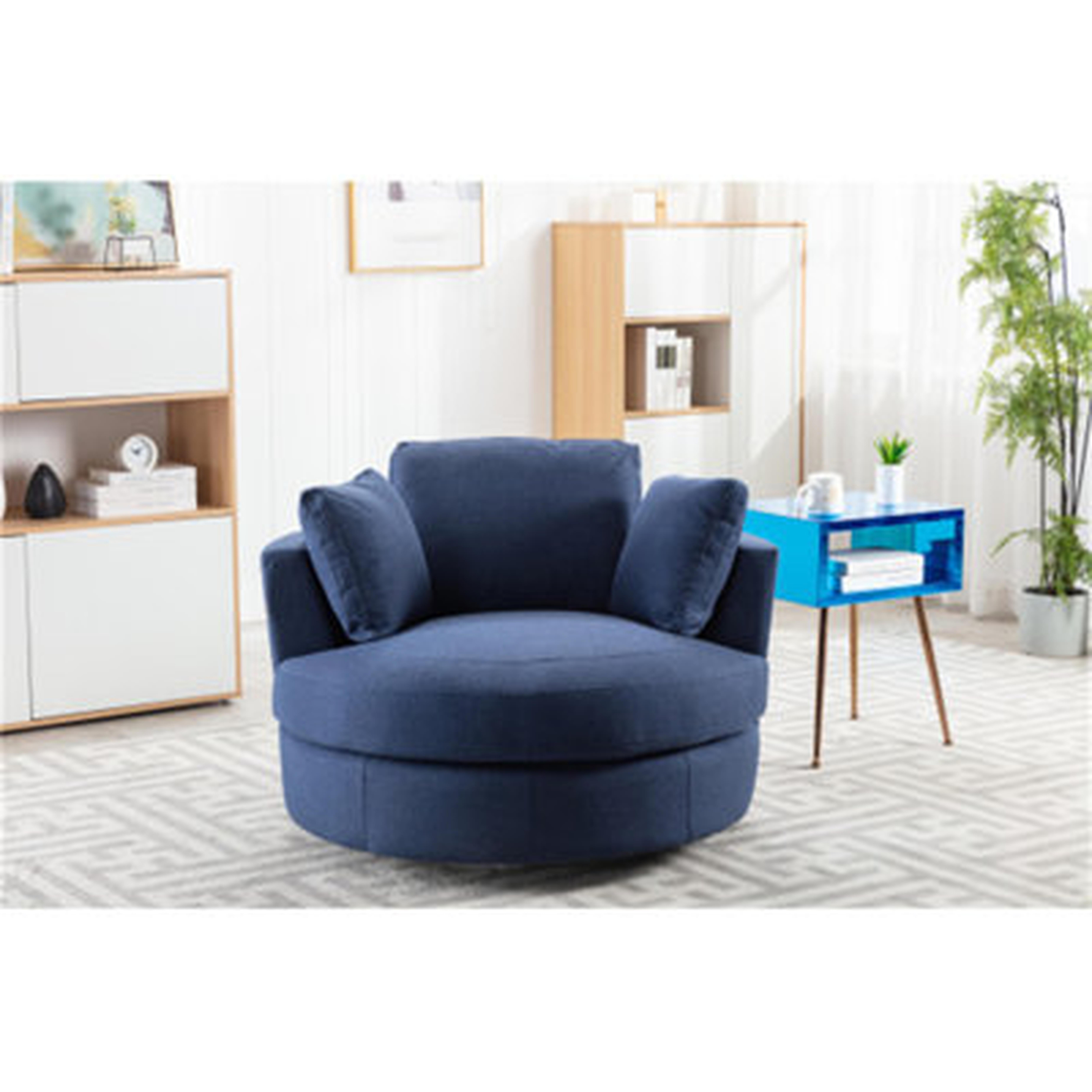 42.5" W Linen Swivel Lounge Chair - Wayfair
