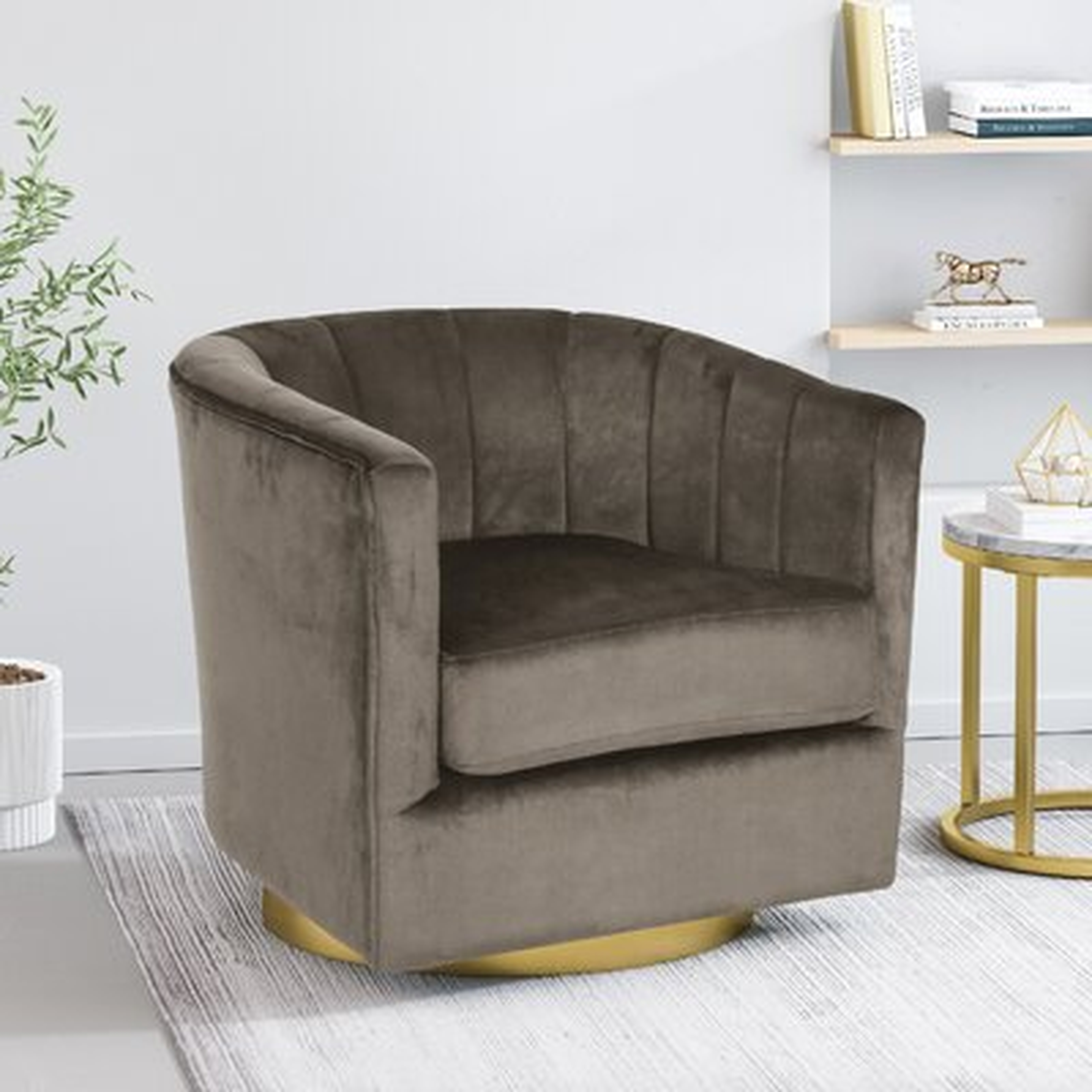 Lepley 25.5" Wide Velvet Swivel Club Chair - Wayfair