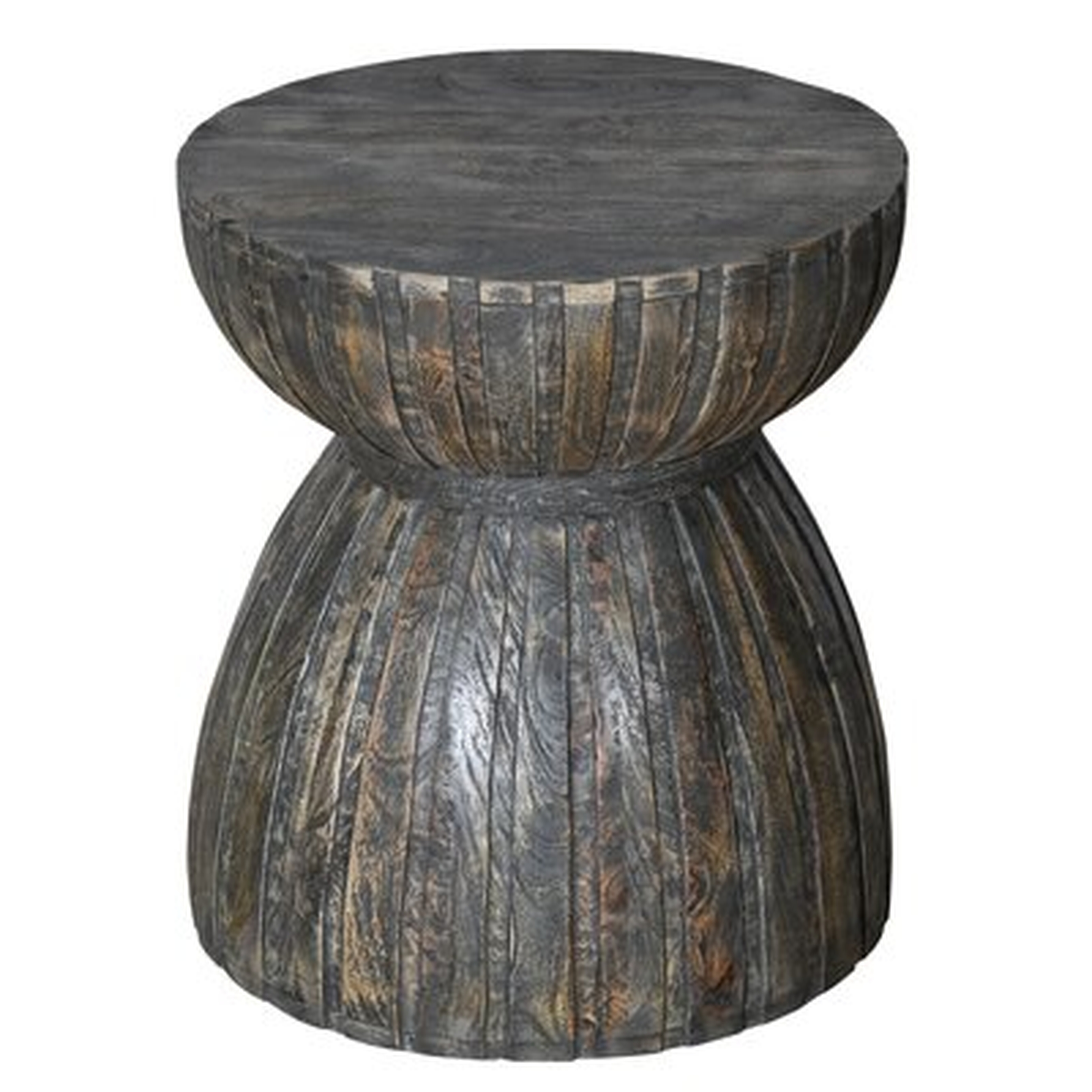 20 Inch Hourglass Shape Mango Wood End Side Table In Plank Style, Brown - Wayfair