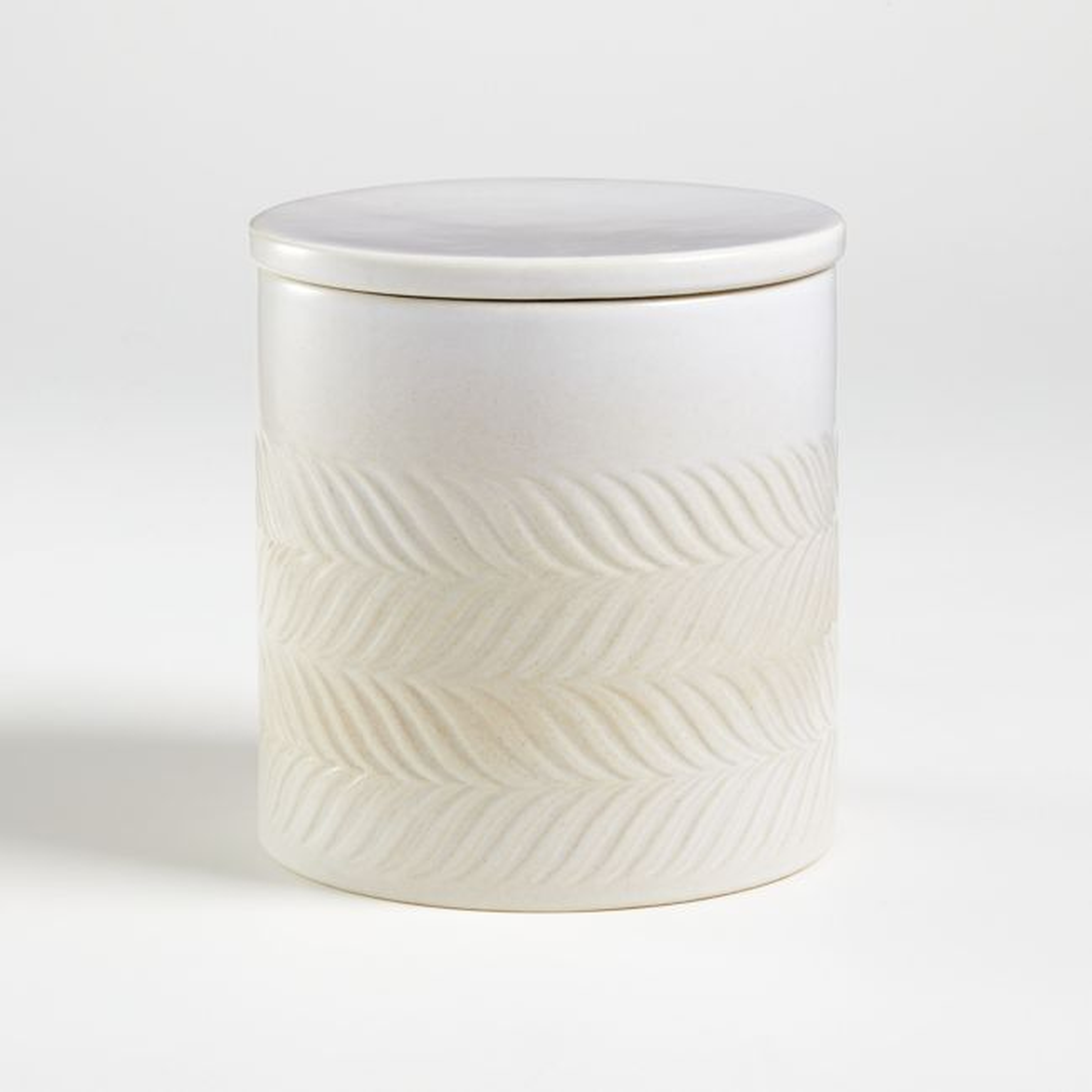 Fern Medium White Ceramic Canister - Crate and Barrel