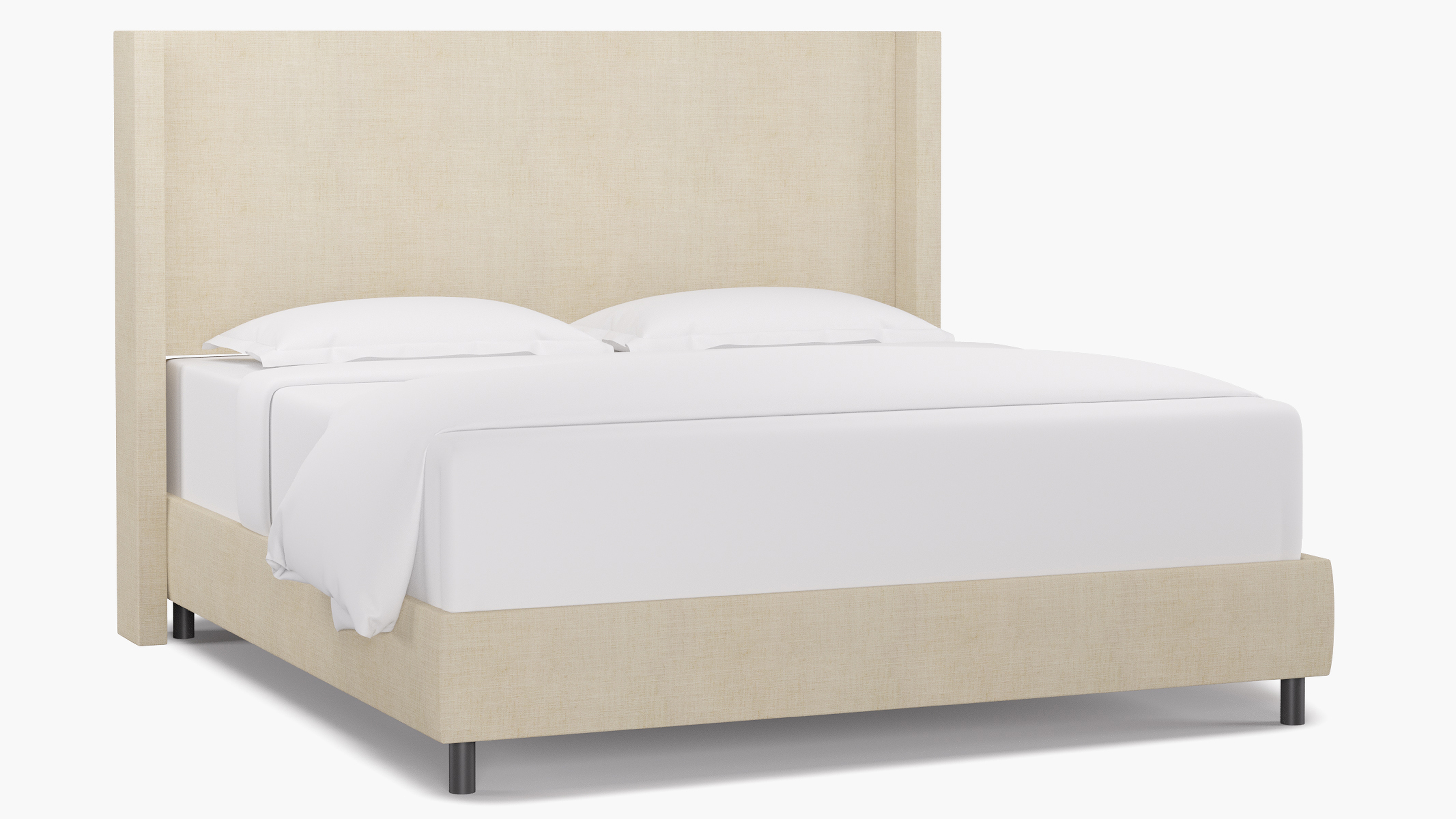 Modern Wingback Bed, Talc Everyday Linen, King - The Inside