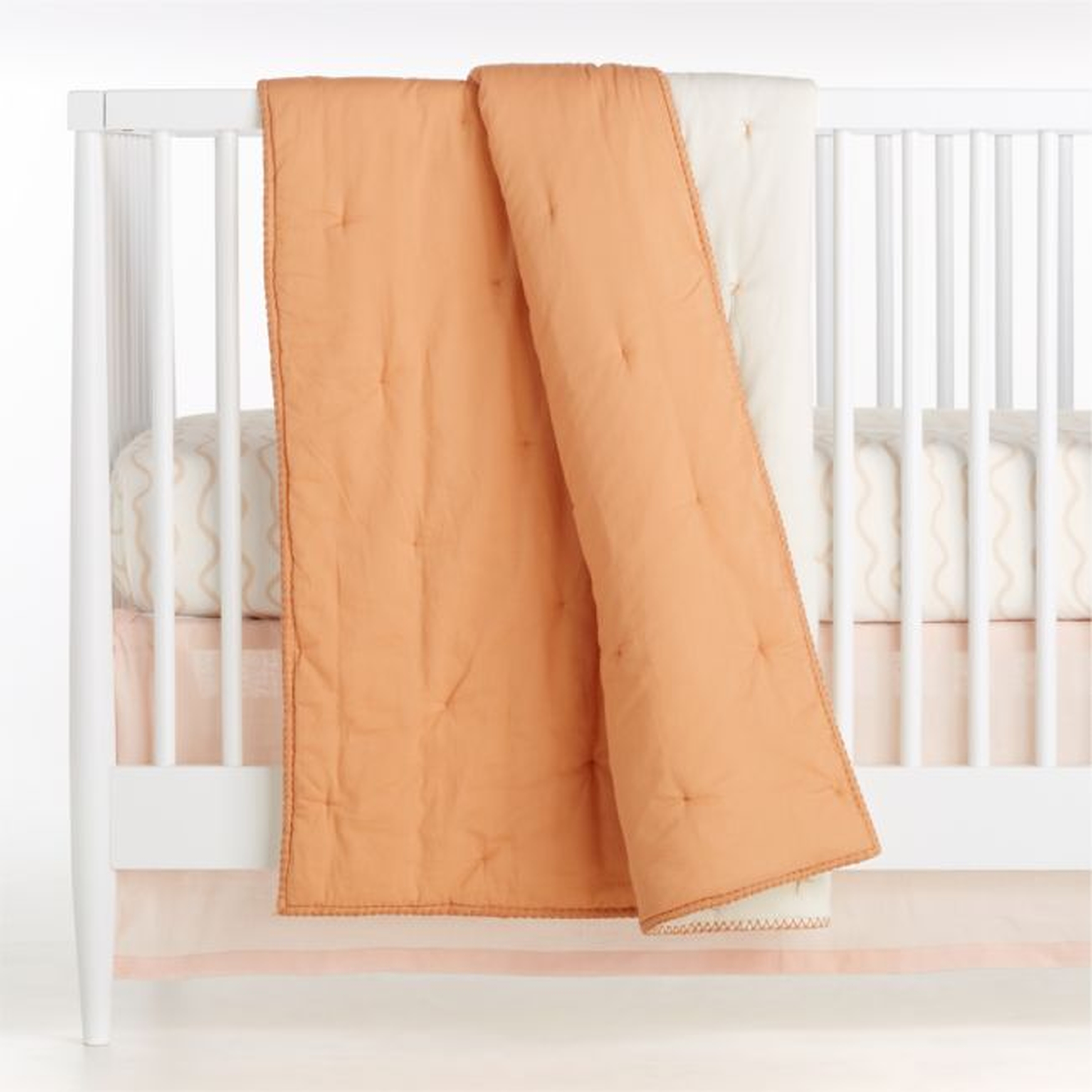 Peach Mini Tuft Organic Crib Blanket - Crate and Barrel