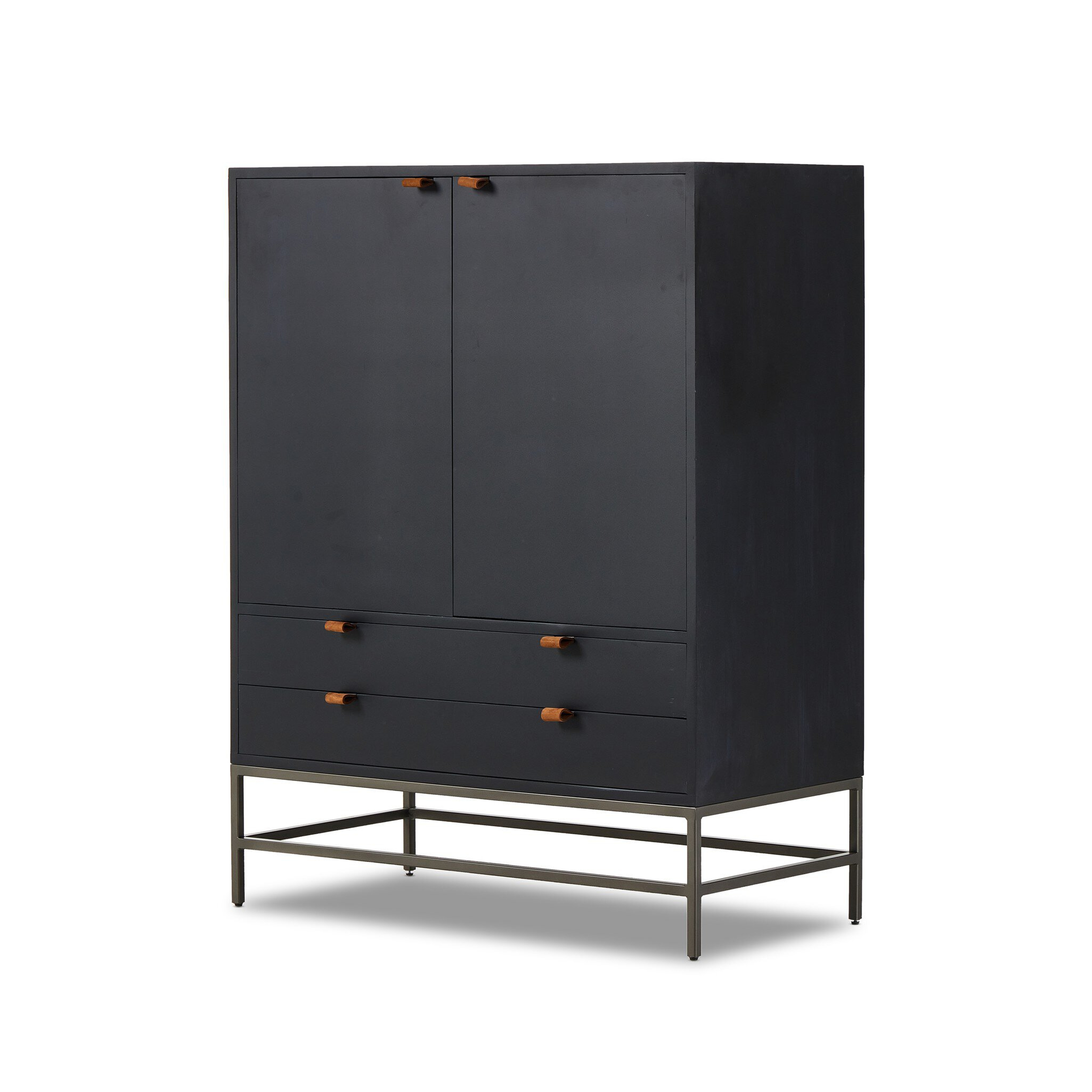 Trey Bar Cabinet - Black Wash Poplar - Four Hands