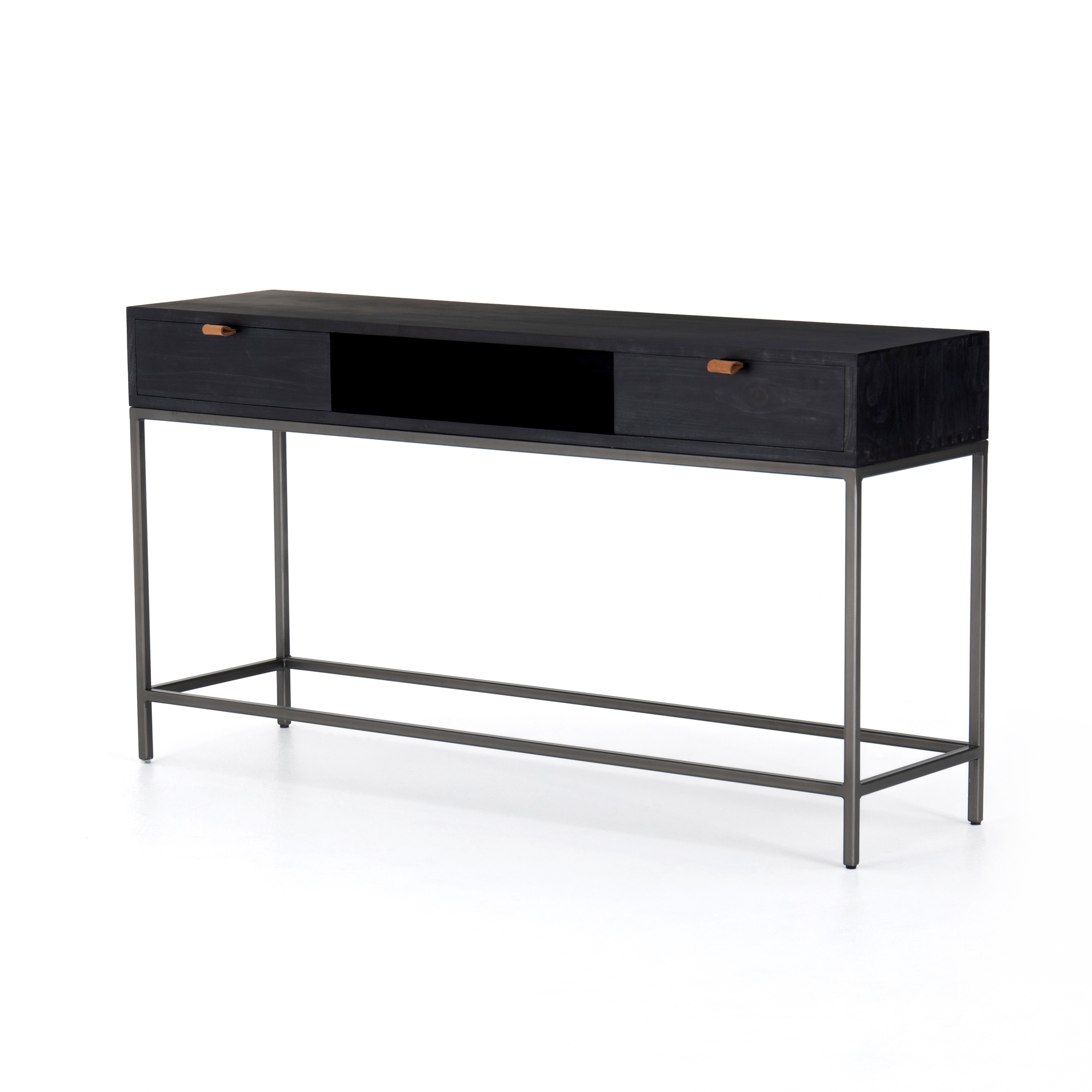 Trey Console Table-Black Wash Poplar - Four Hands