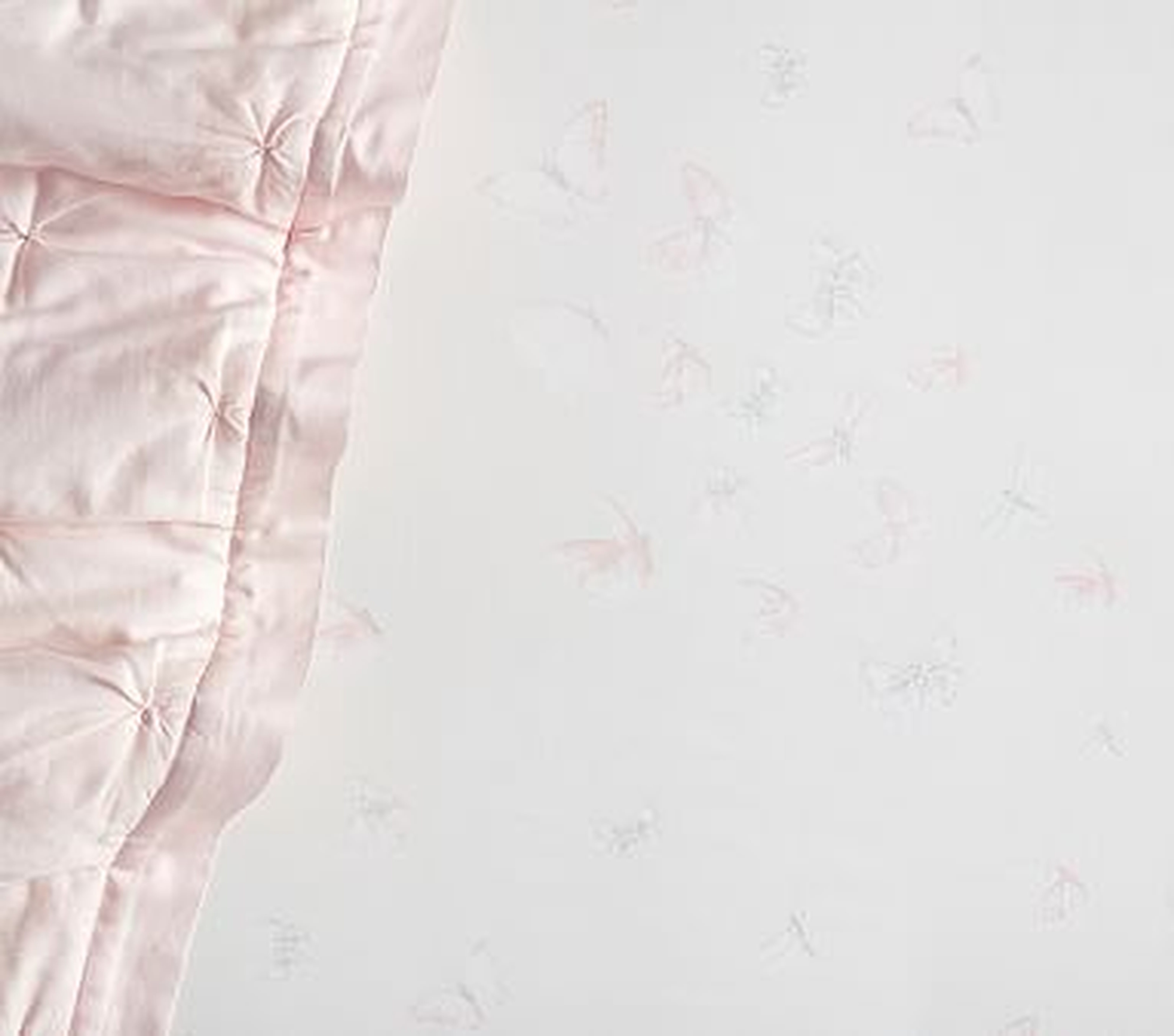 Monique Lhuillier Sateen Ethereal Butterfly Fitted Crib Sheet, Blush Pink - Pottery Barn Kids