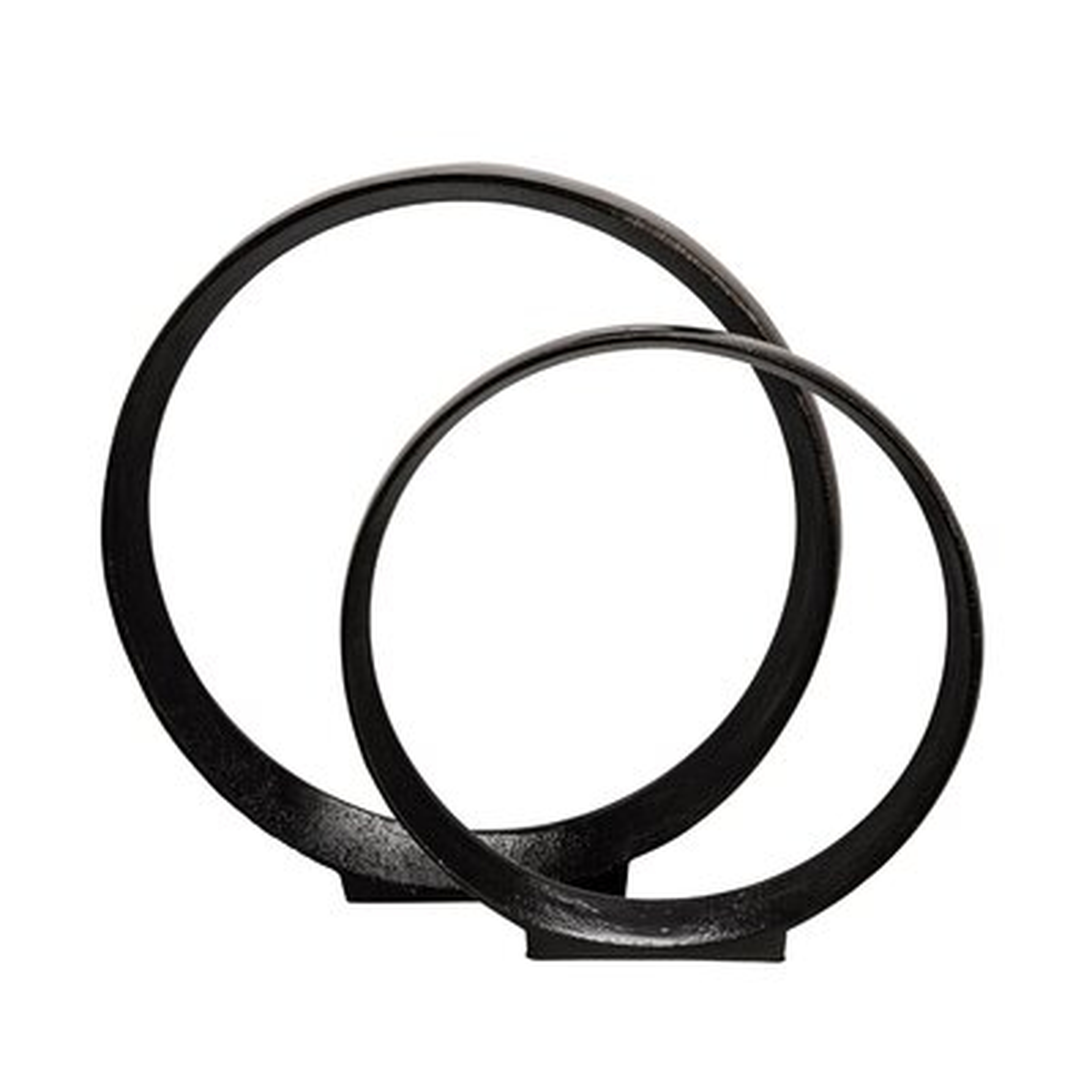 Set of 2 Metal Ring Sculptures - Modern Abstract Black Aluminum 12" and 14" Circular Sculpture - Wayfair
