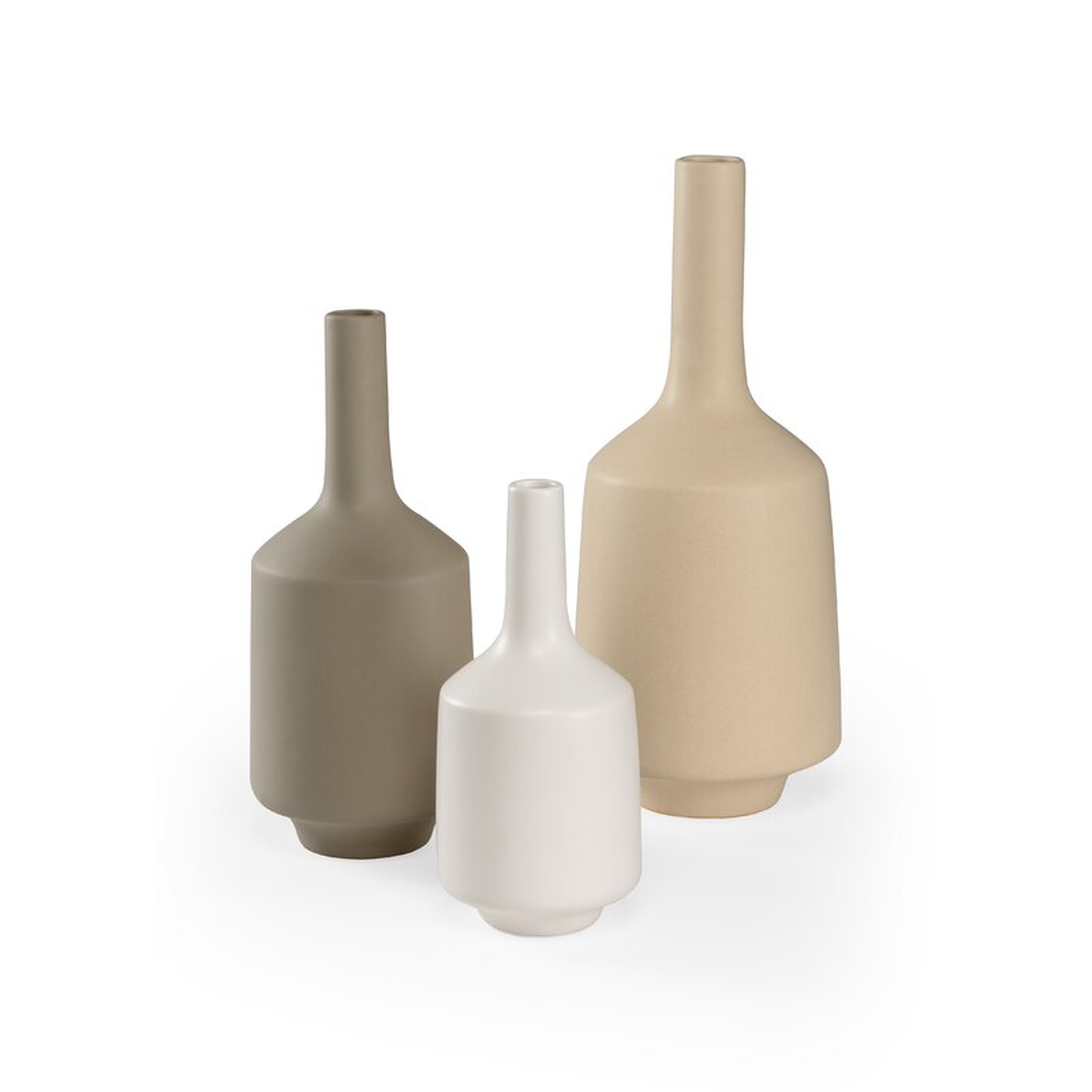 Wildwood Madsen 3 Piece White/Charcoal/Tan Glaze Ceramic Table Vase Set - Perigold