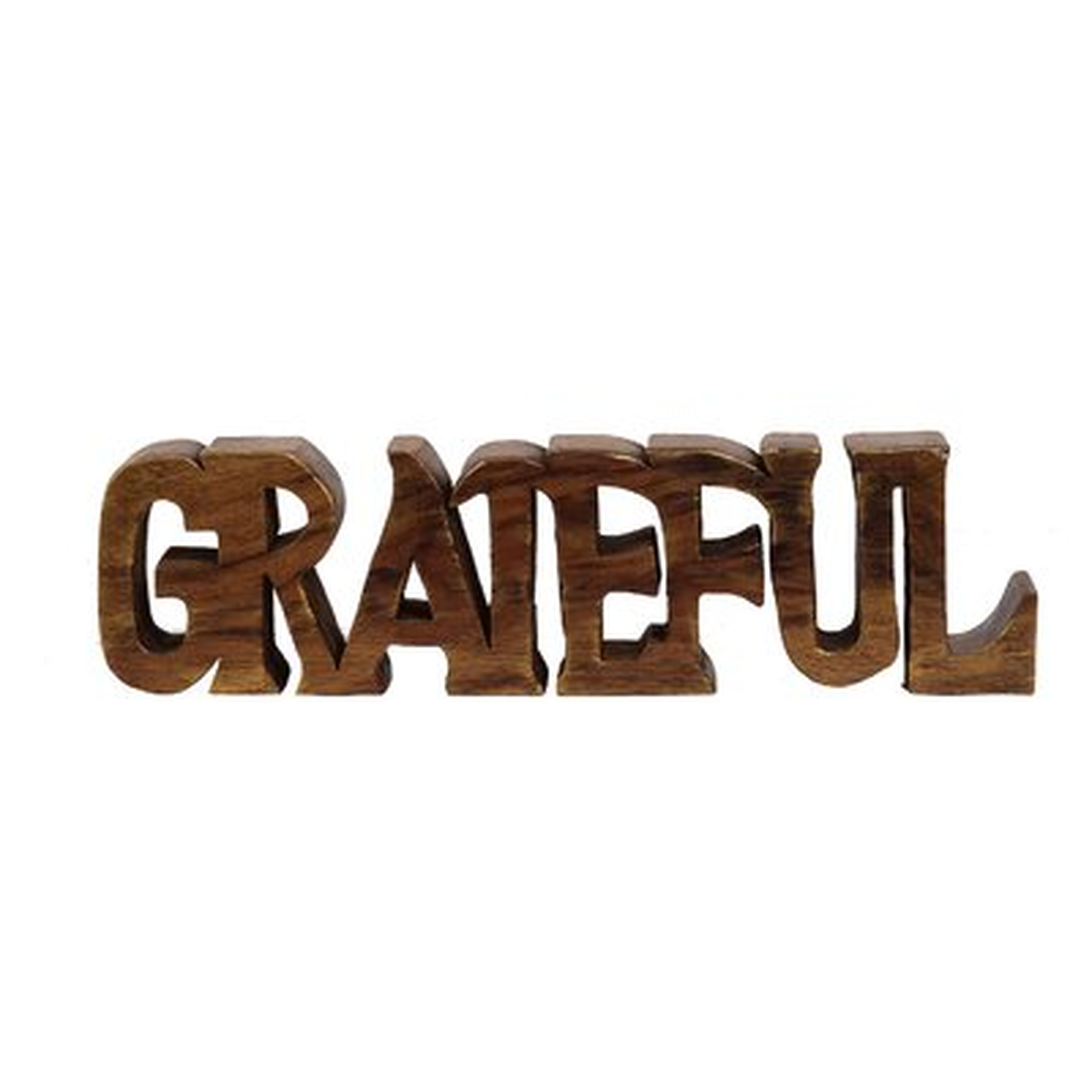 Herluf Wooden Ledge Décor Grateful Word - Wayfair