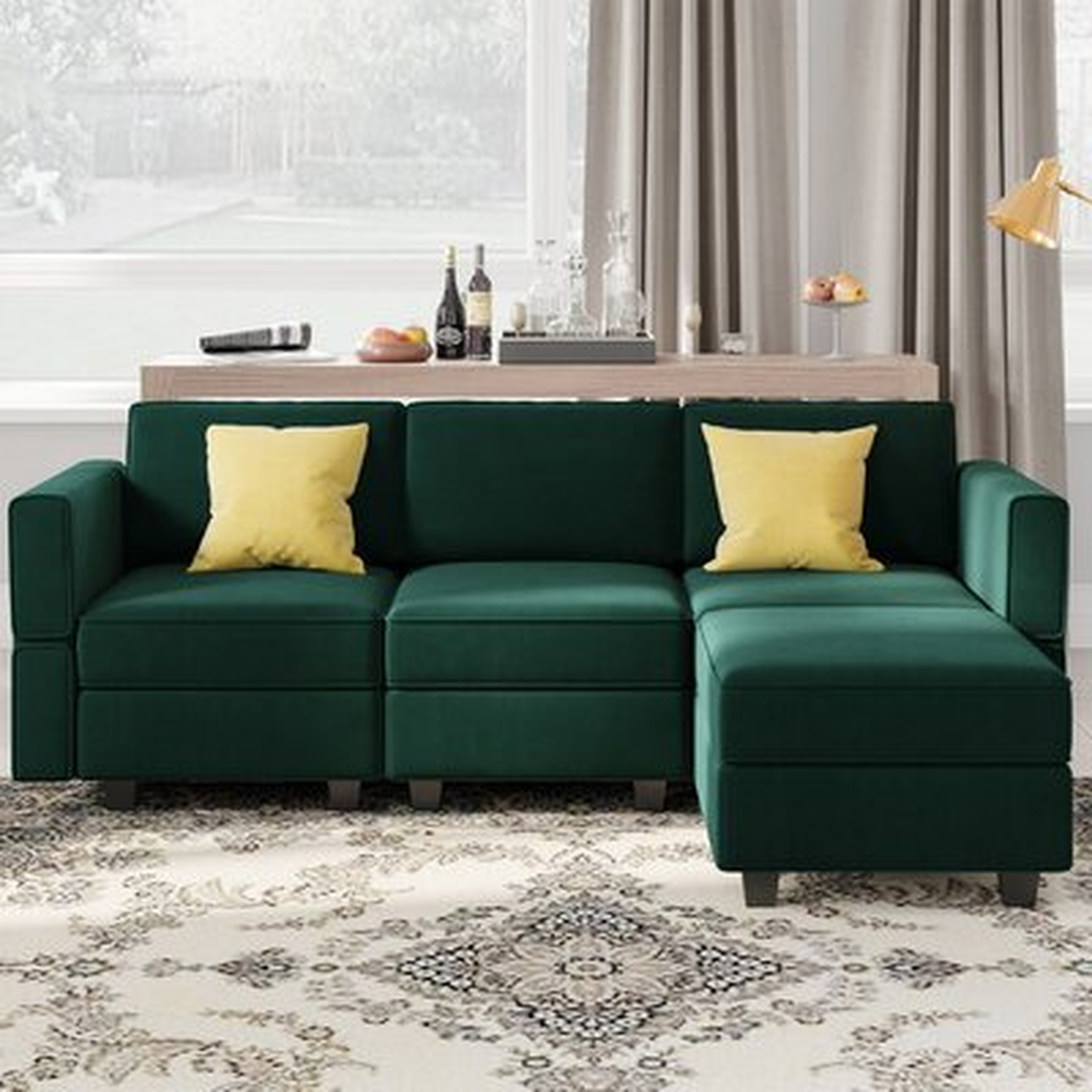Latitude Run® Convertible Sectional Sofa With Chaise Velvet L Shaped Sofa Couch Modular Sectional Sofa With Storage Blue - Wayfair