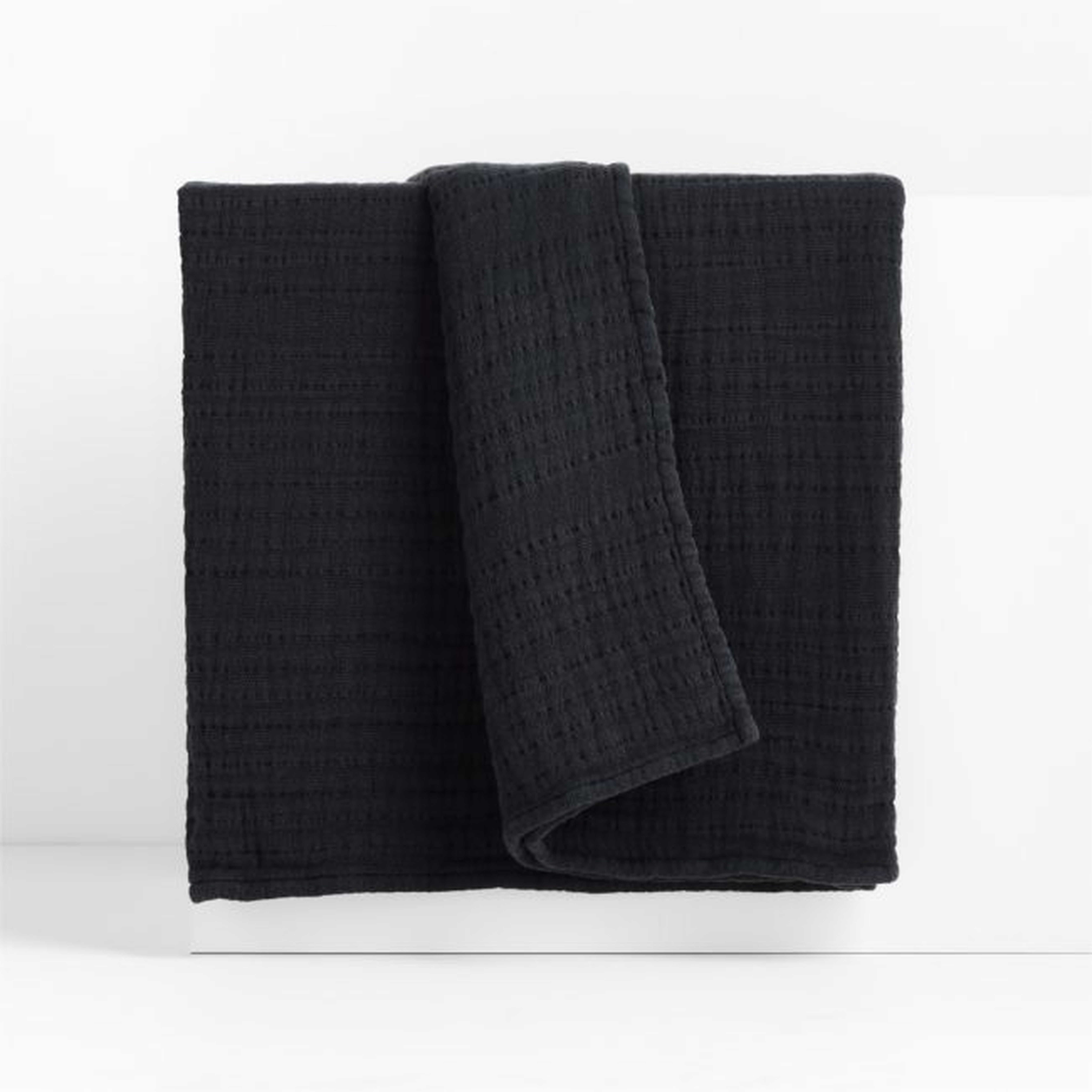 Solid Gauze 70"x55" Ink Black Throw Blanket - Crate and Barrel