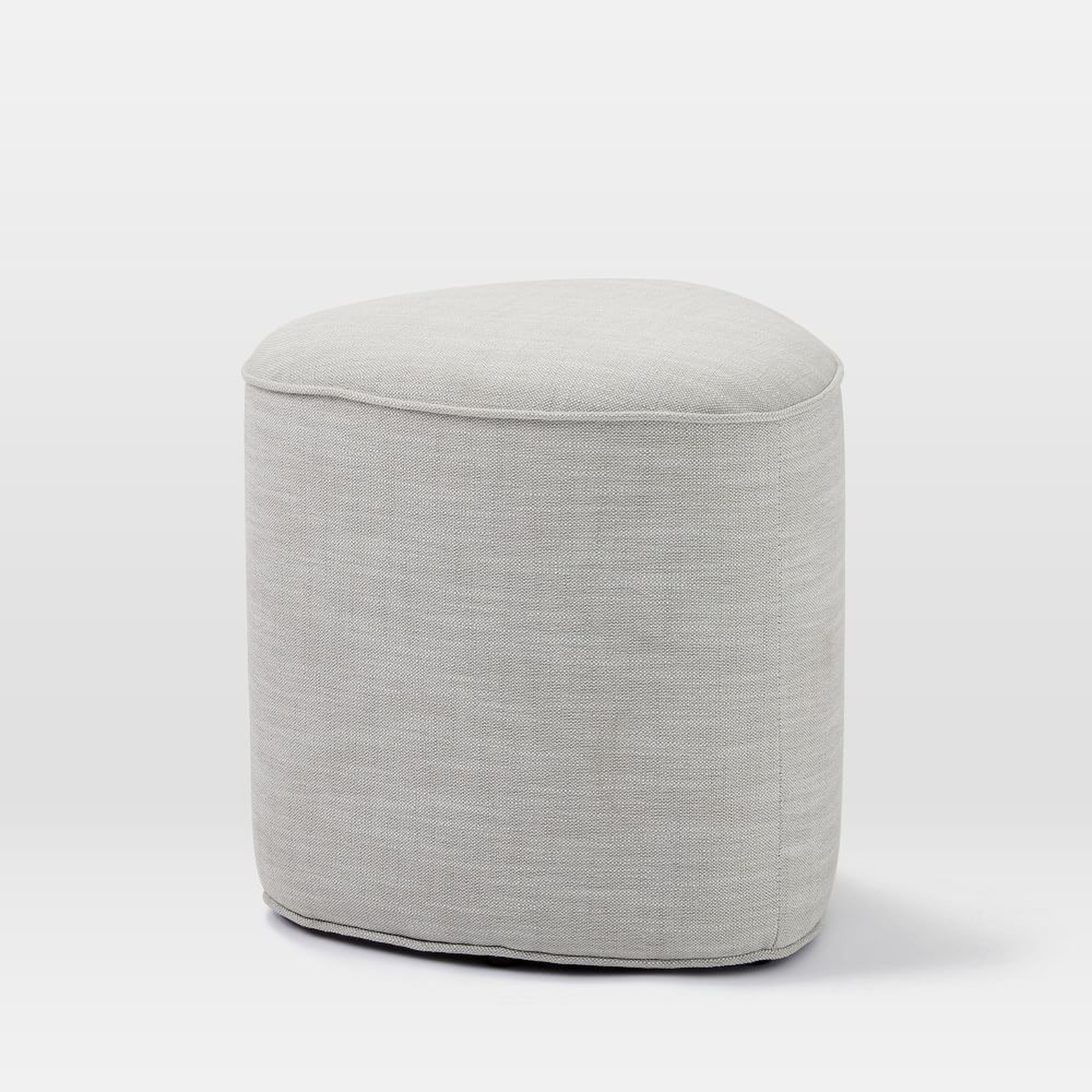 Pebble Small Ottoman, Poly, Yarn Dyed Linen Weave, Frost Gray, Concealed Supports - West Elm