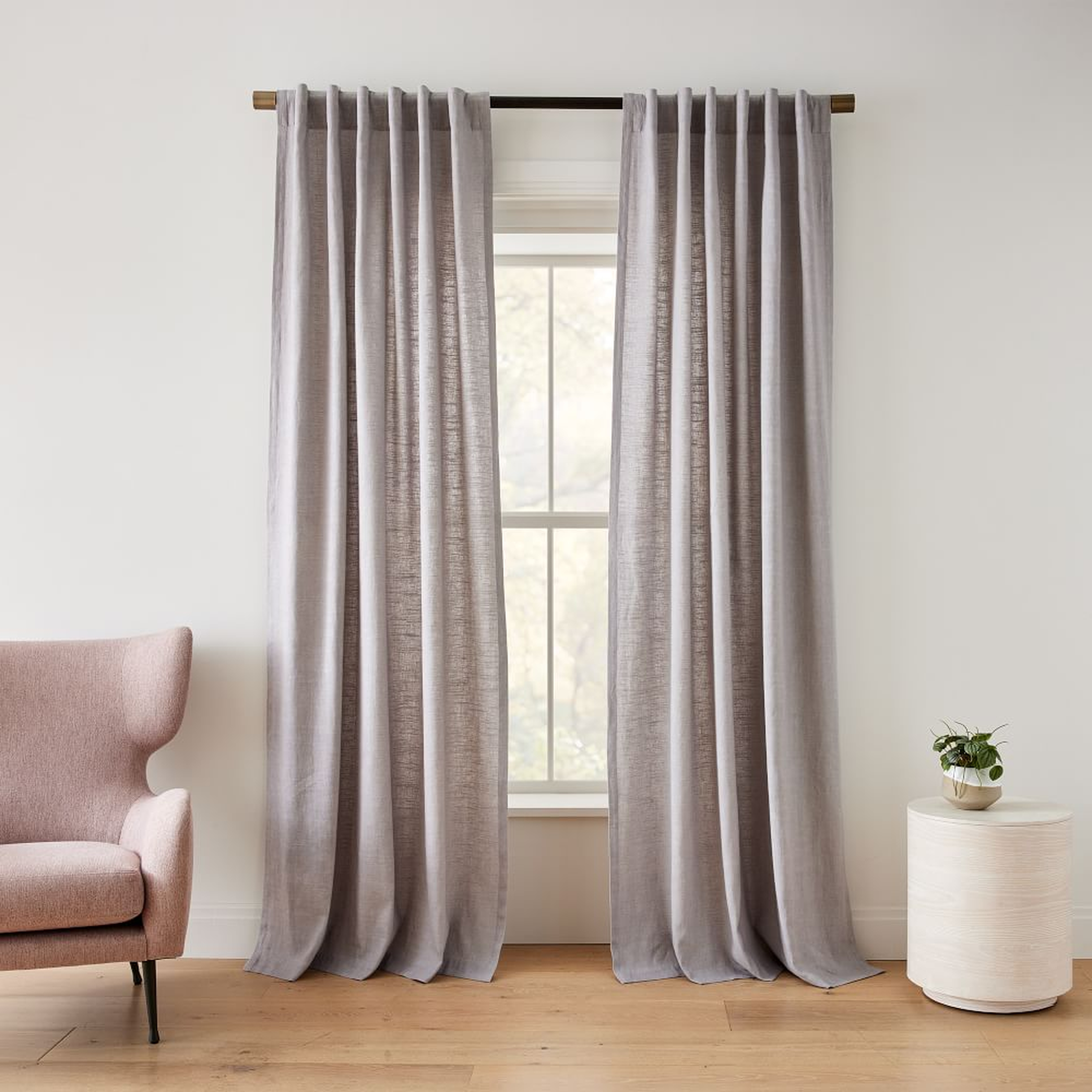 Textured Luxe Linen Curtain, Frost Gray, 48"x96" - West Elm