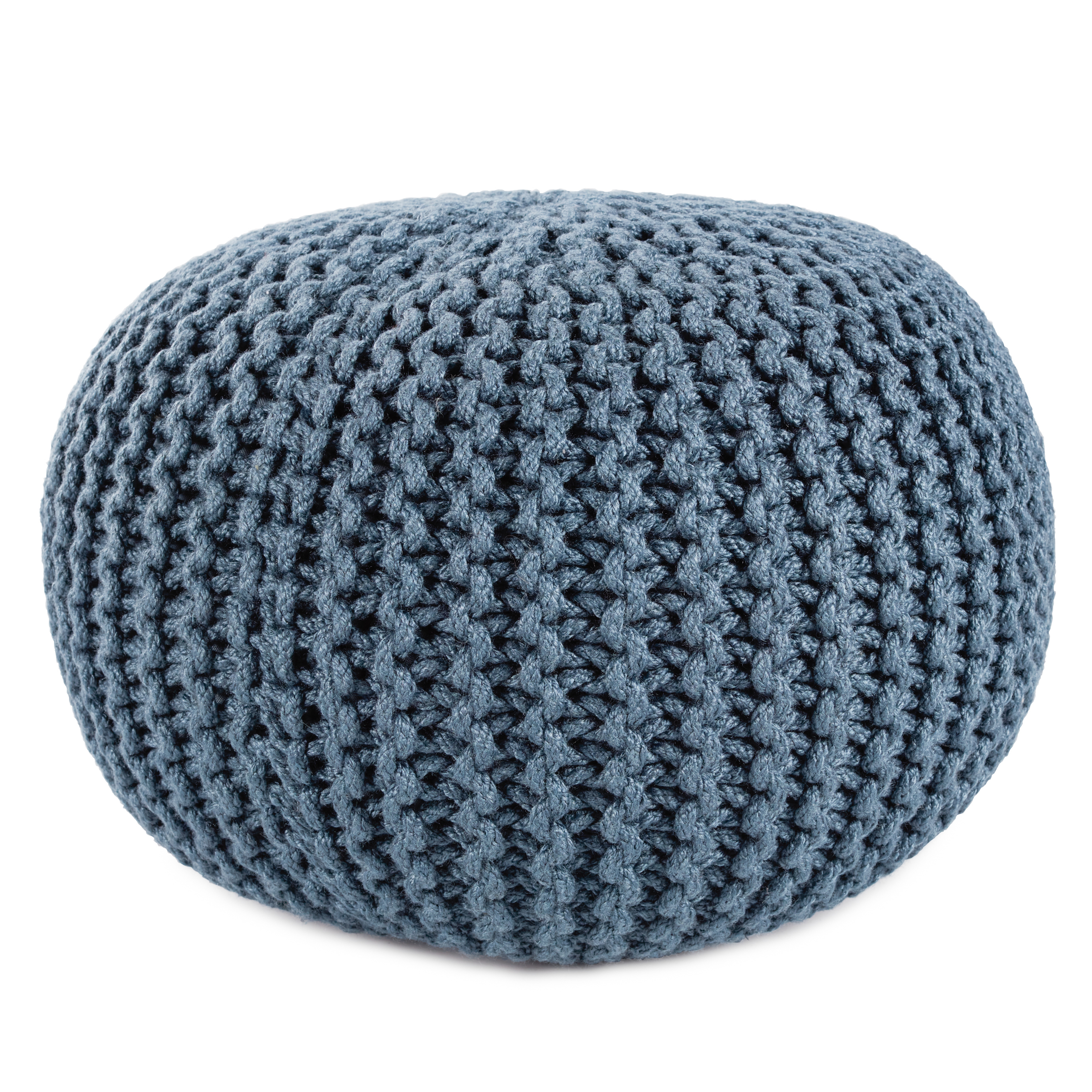 Vibe by Asilah Indoor/ Outdoor Solid Blue Round Pouf - Jaipur Living