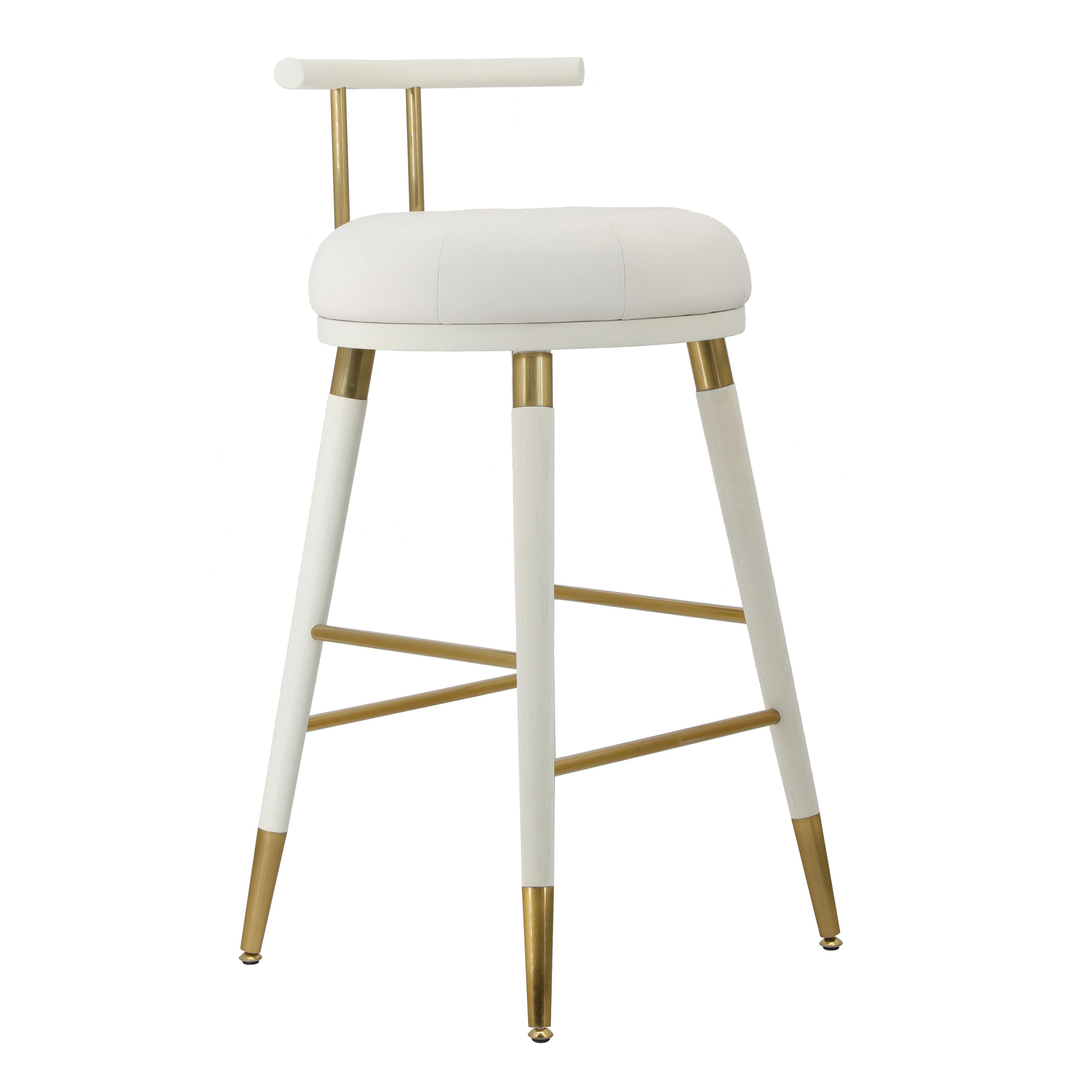 Juniper White Vegan Leather Counter Stool - TOV FURNITURE