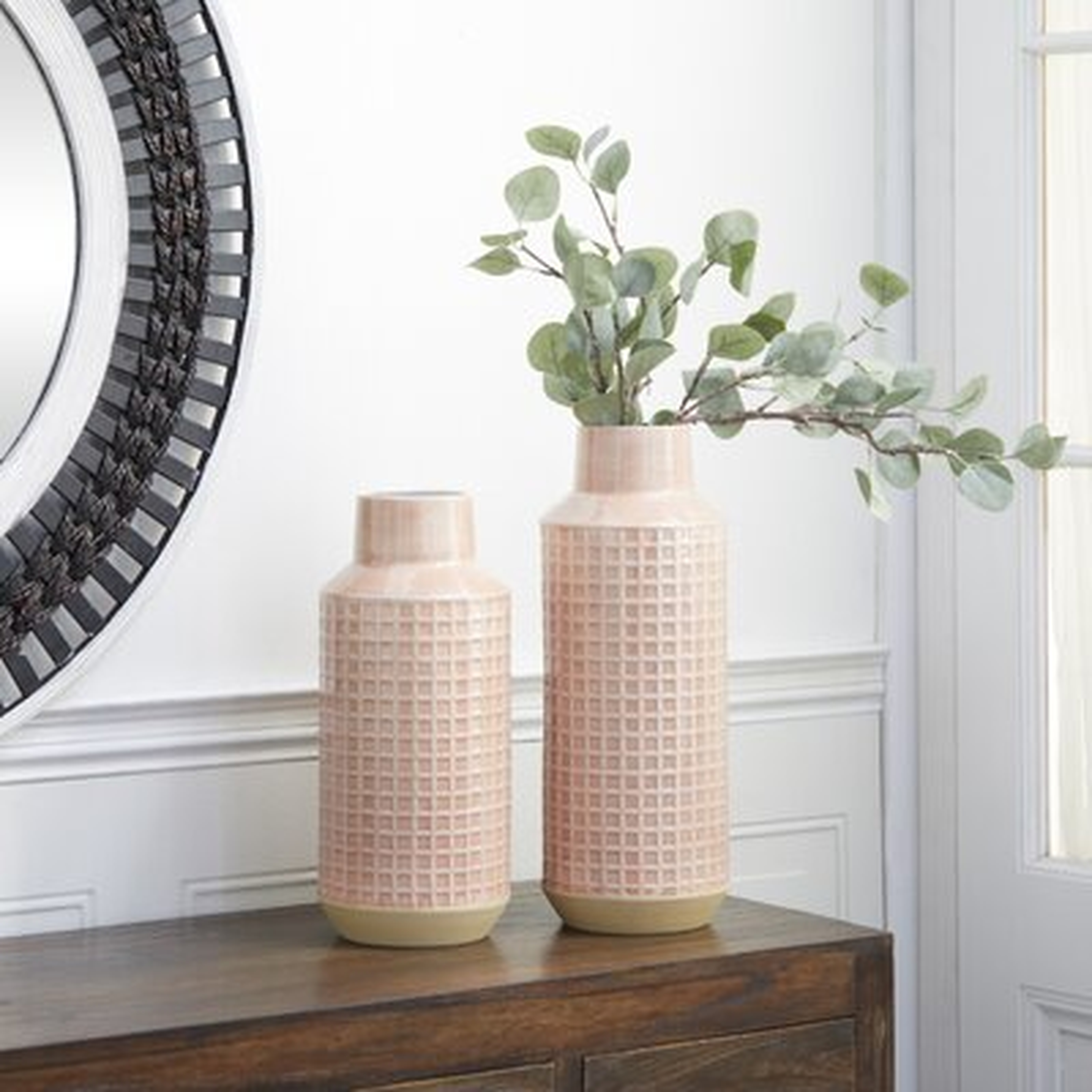 2 Piece Brown Wood Table Vase Set - Wayfair