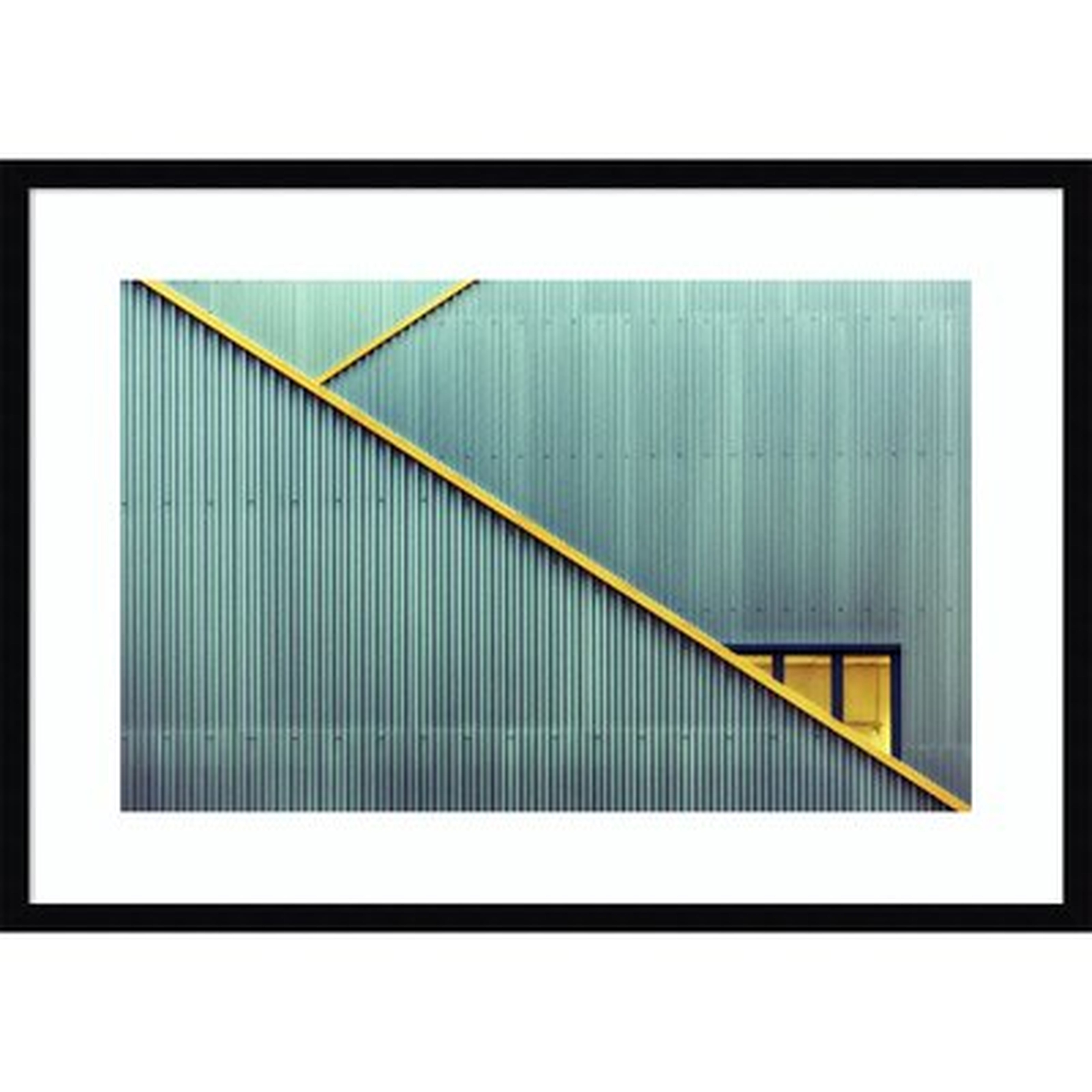 Stairs and Yellow Door - Picture Frame Painting Print on Paper - AllModern