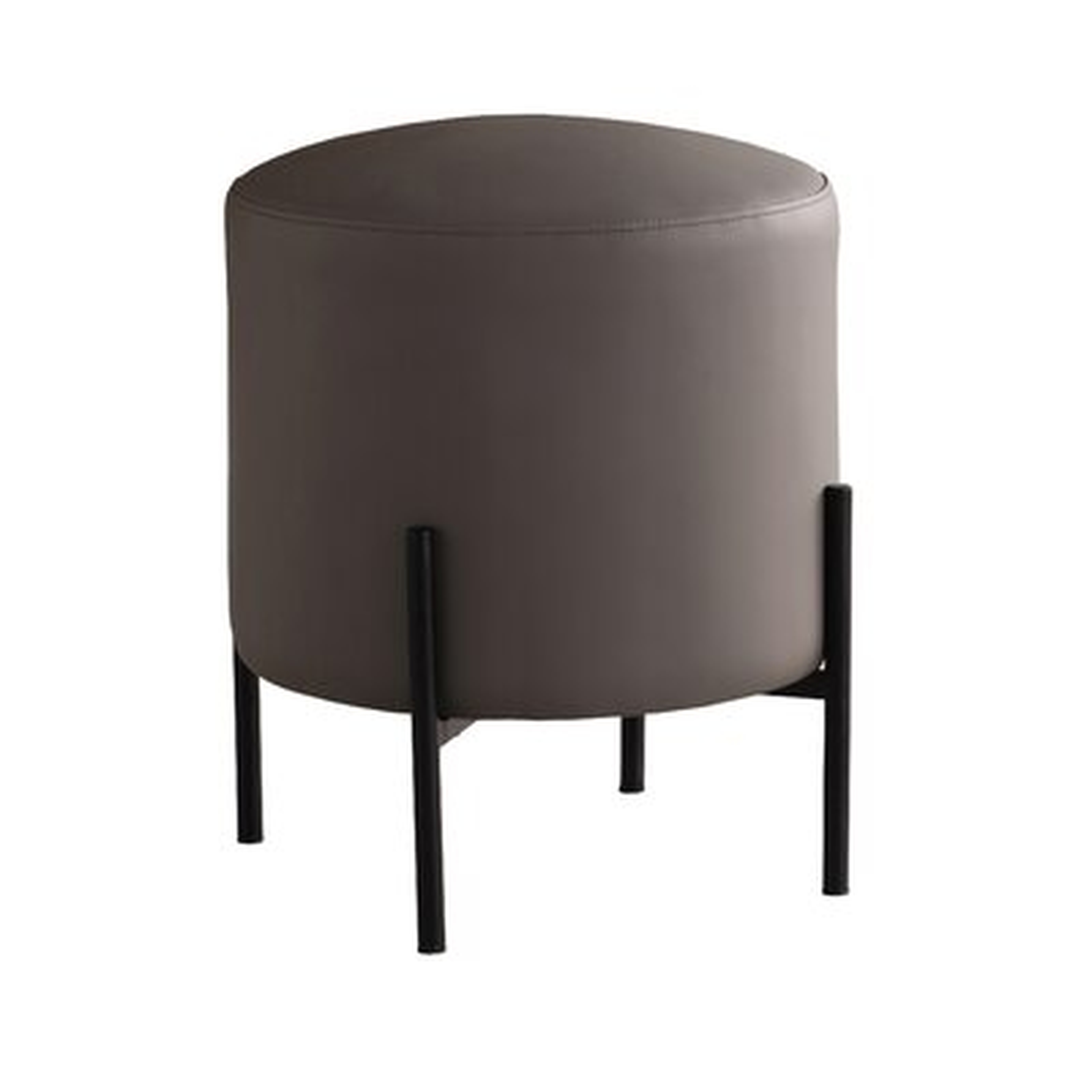 Round Upholstered Ottoman Beige And Matte Black - Wayfair