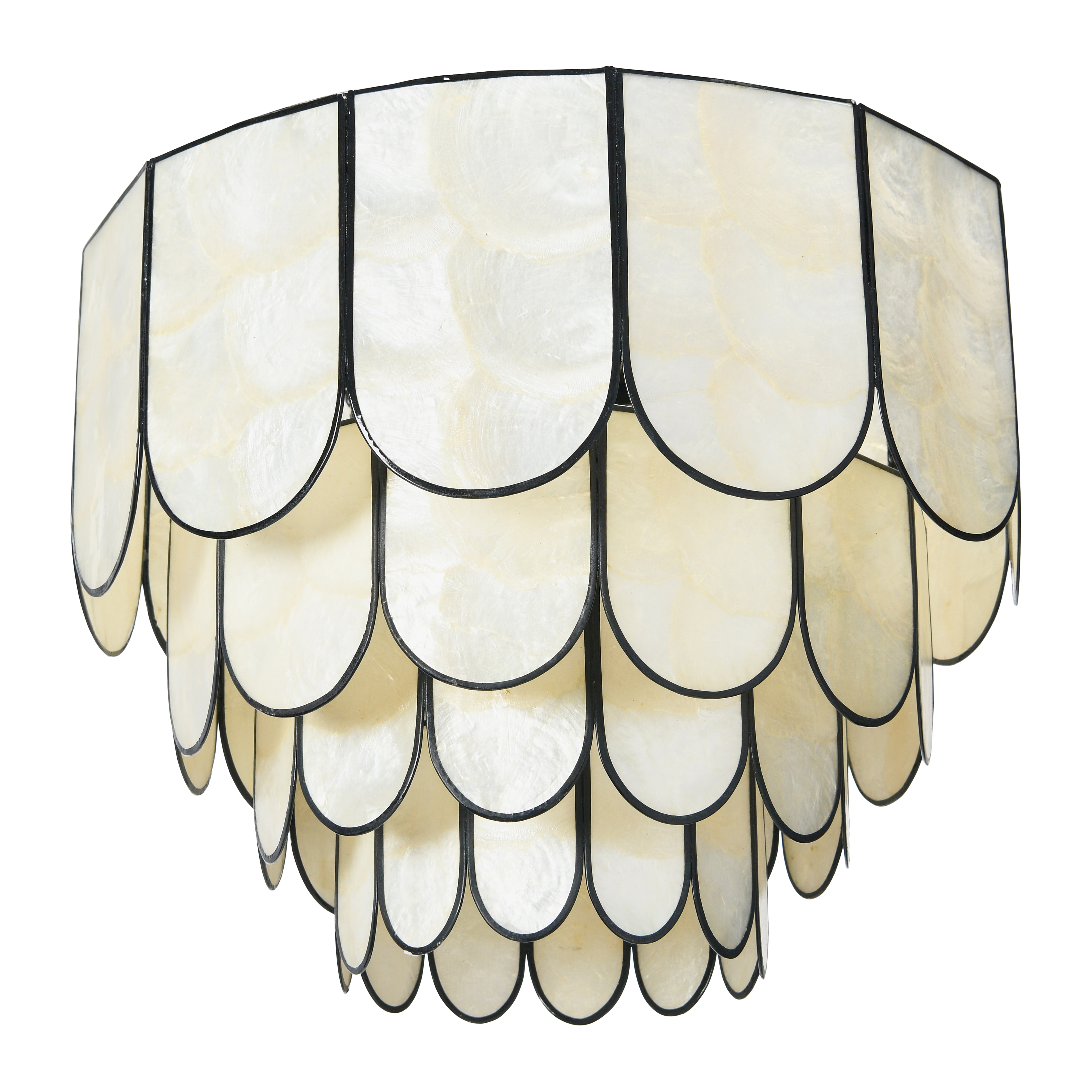14" Round 4-Tier Capiz and Metal Flush Mount Ceiling Light - Creative Co-Op