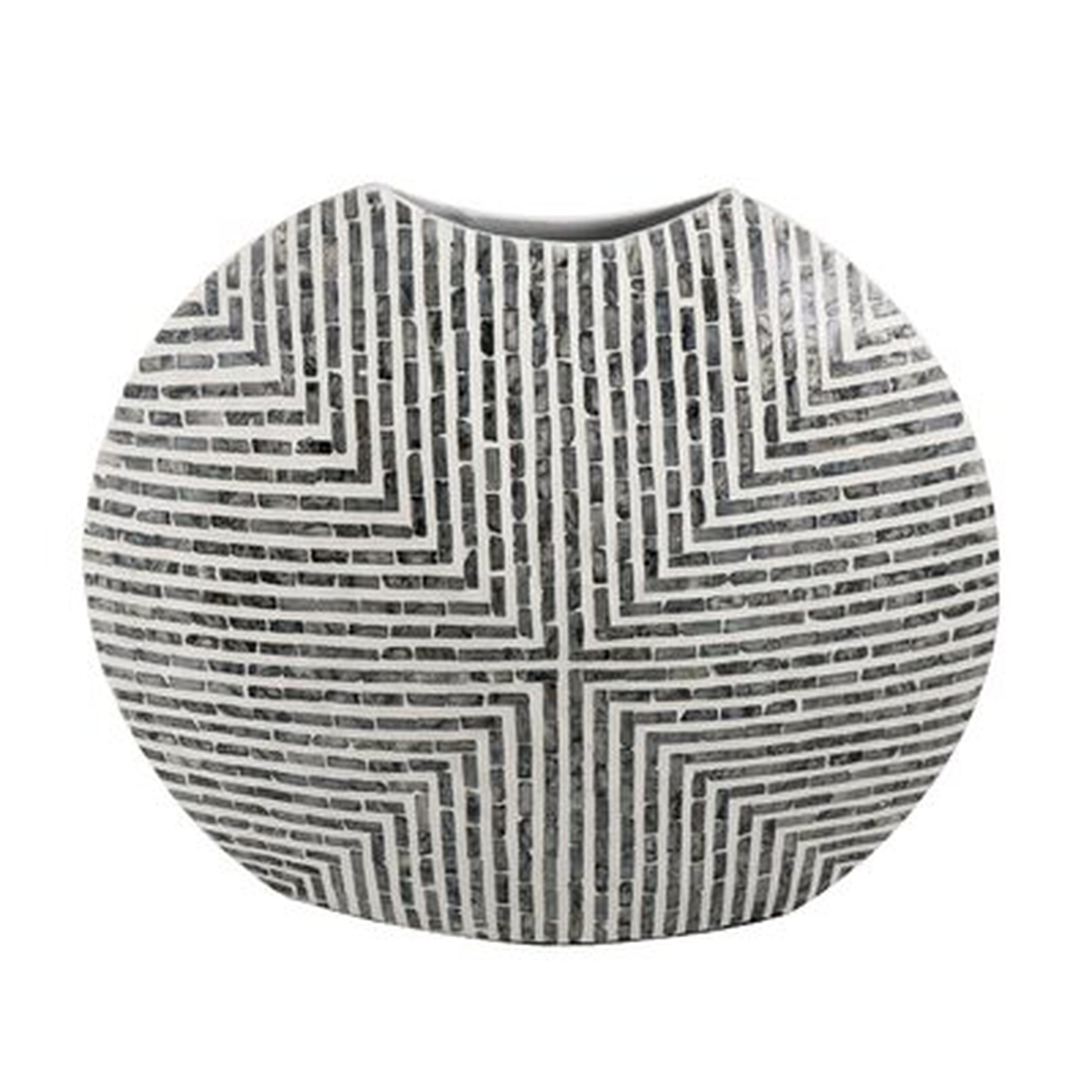 Oval Capiz Vase - 24" X 6" X 21" - Black,White - Wayfair