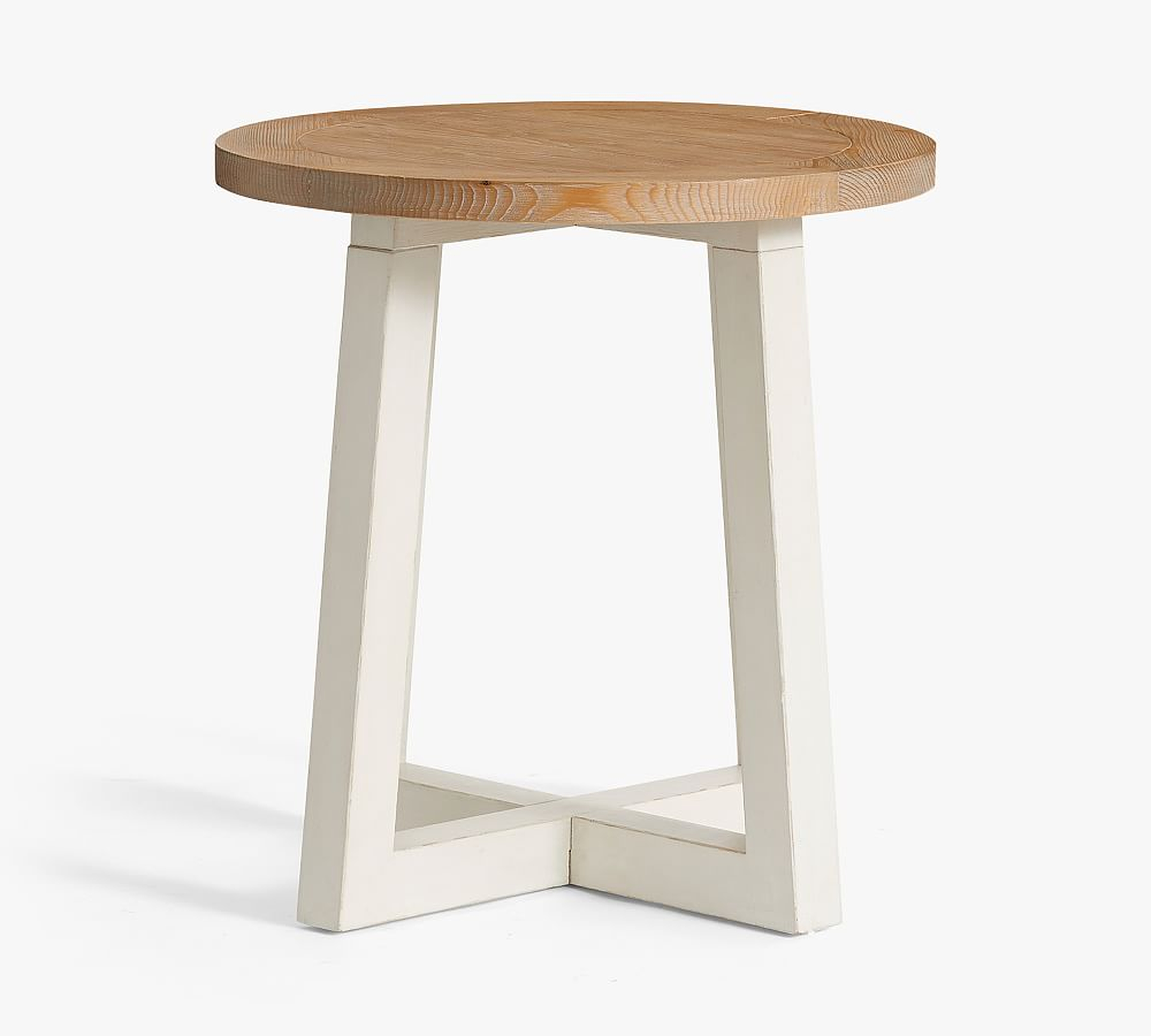 St. Augustine Round End Table, Beach White &amp; Creek Natural - Pottery Barn