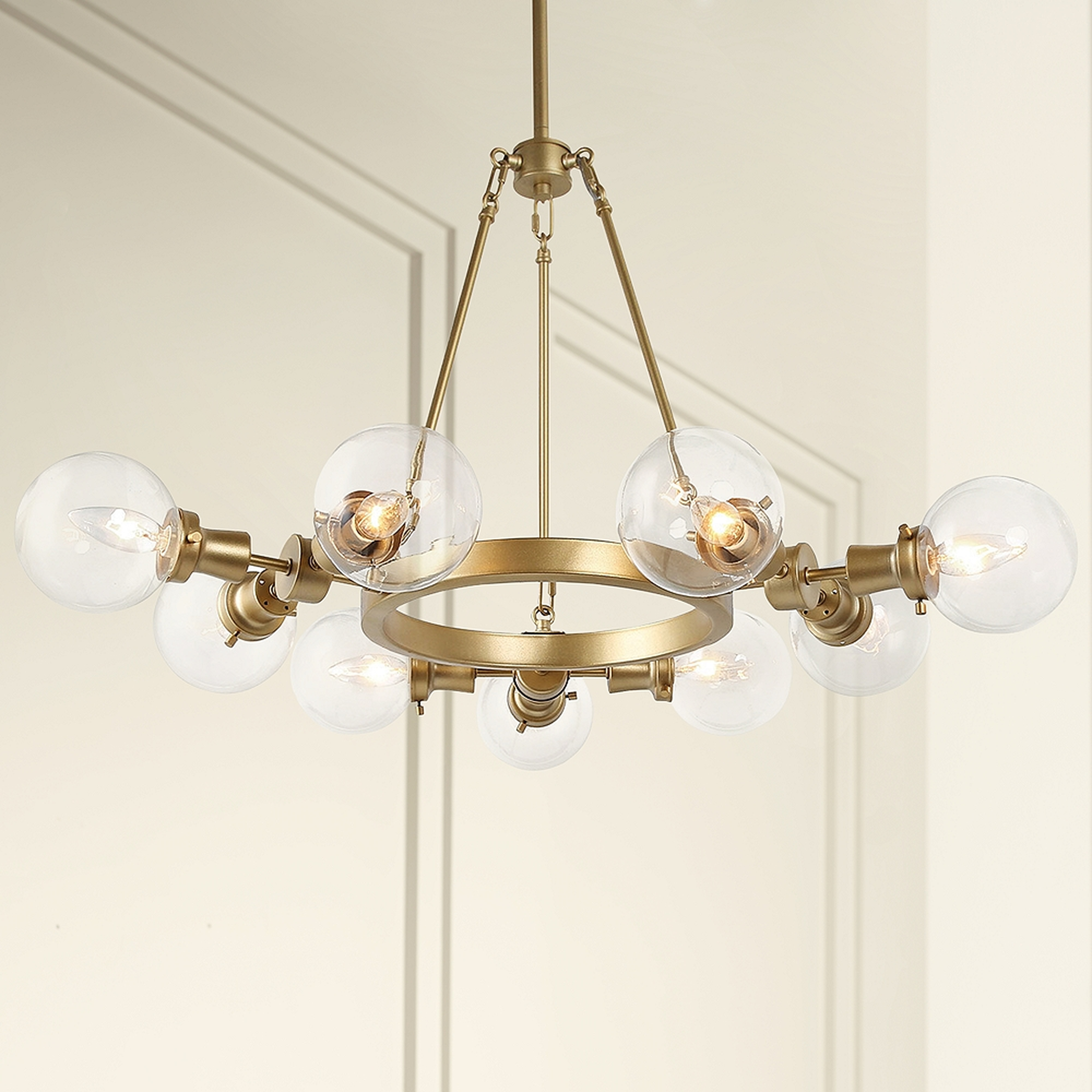 Pierce 33 1/2" Wide Gold Metal 9-Light Round Chandelier - Style # 91R50 - Lamps Plus