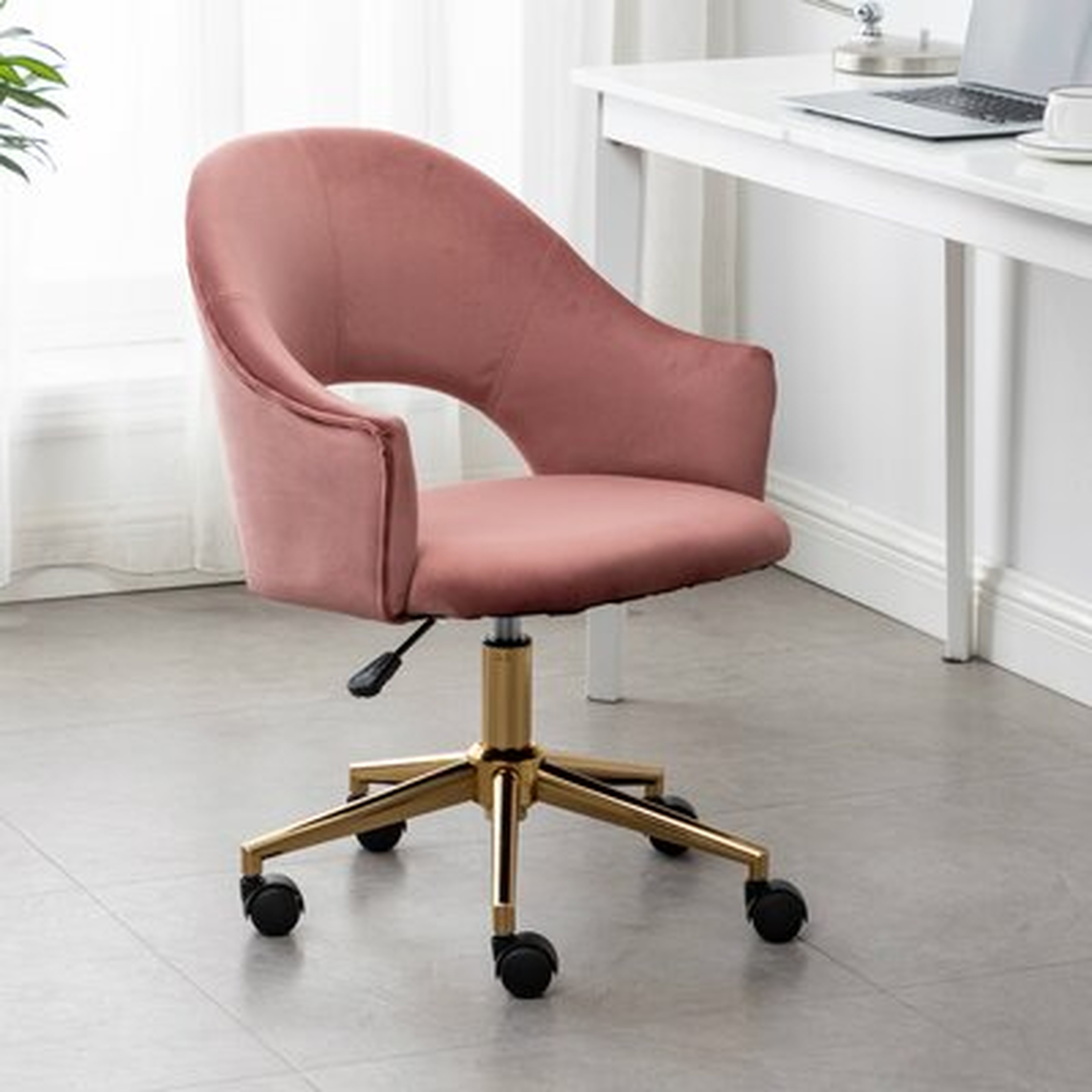 Makeup Vanity Velvet Home Office Chair, Adjustable Upholstered - Wayfair