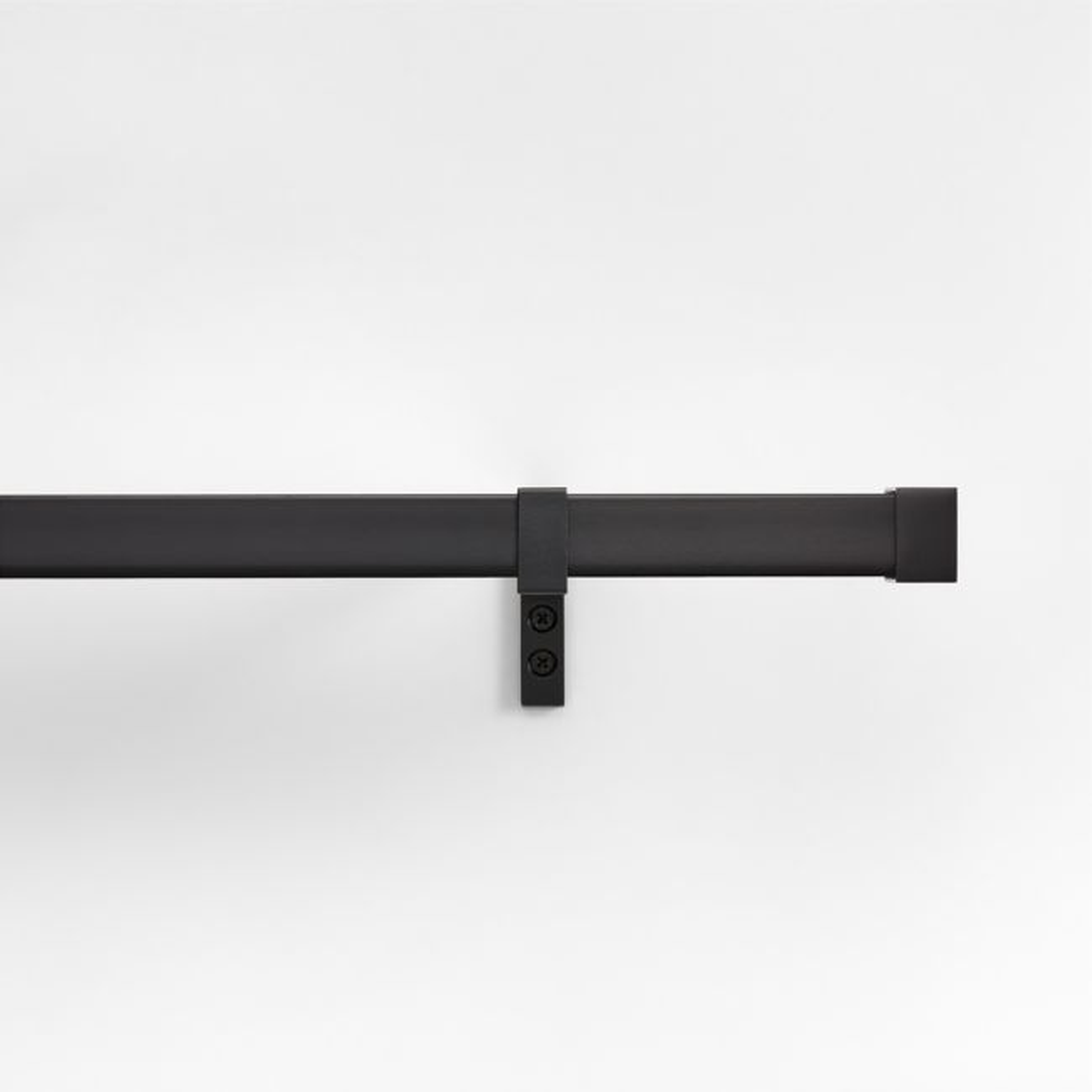 Black 1" Square Curtain Rod and End Cap Finials Set 120"-170" - Crate and Barrel