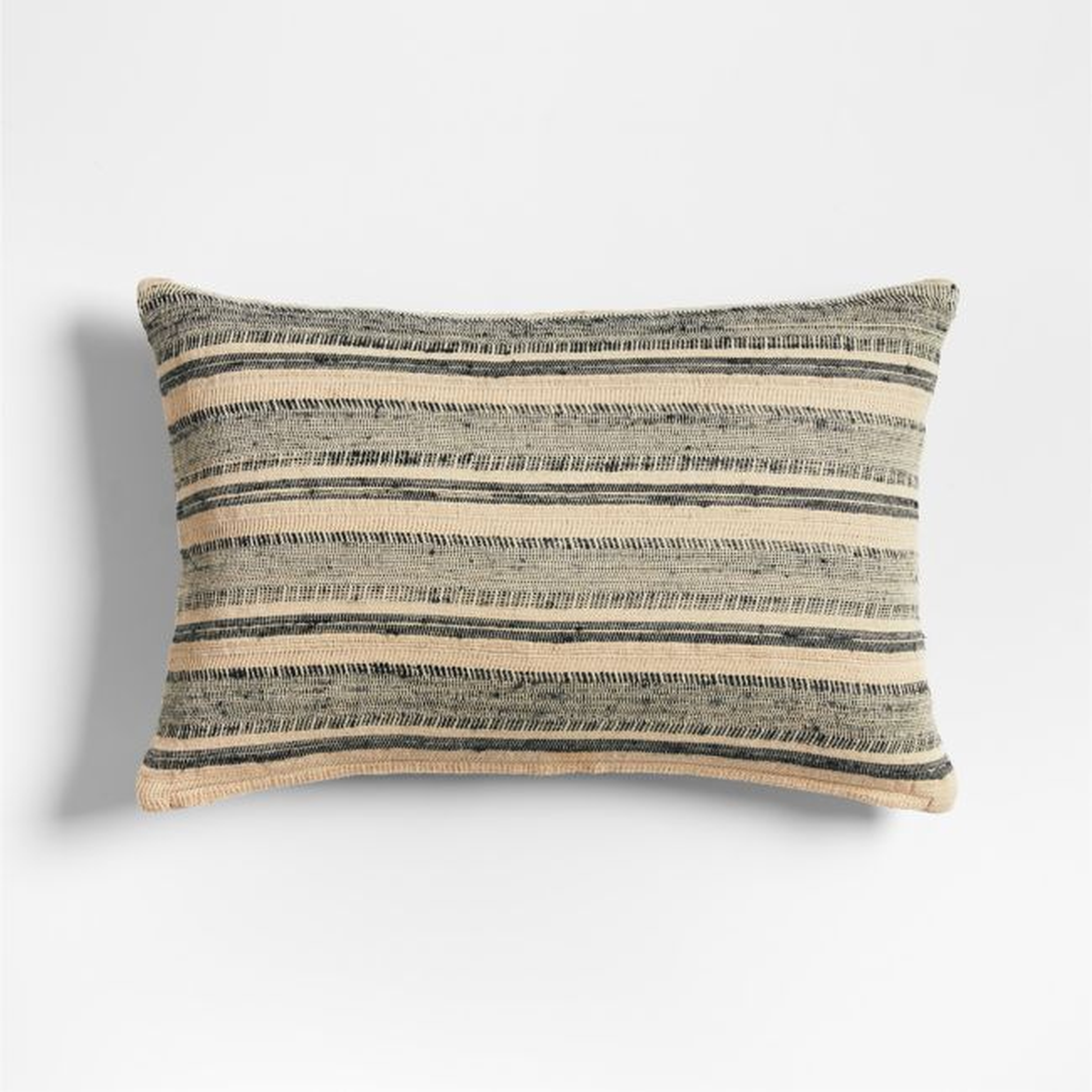 Vittoria Silk Blend Textured 24x16 Ink Black Throw Pillow Cover - Crate and Barrel