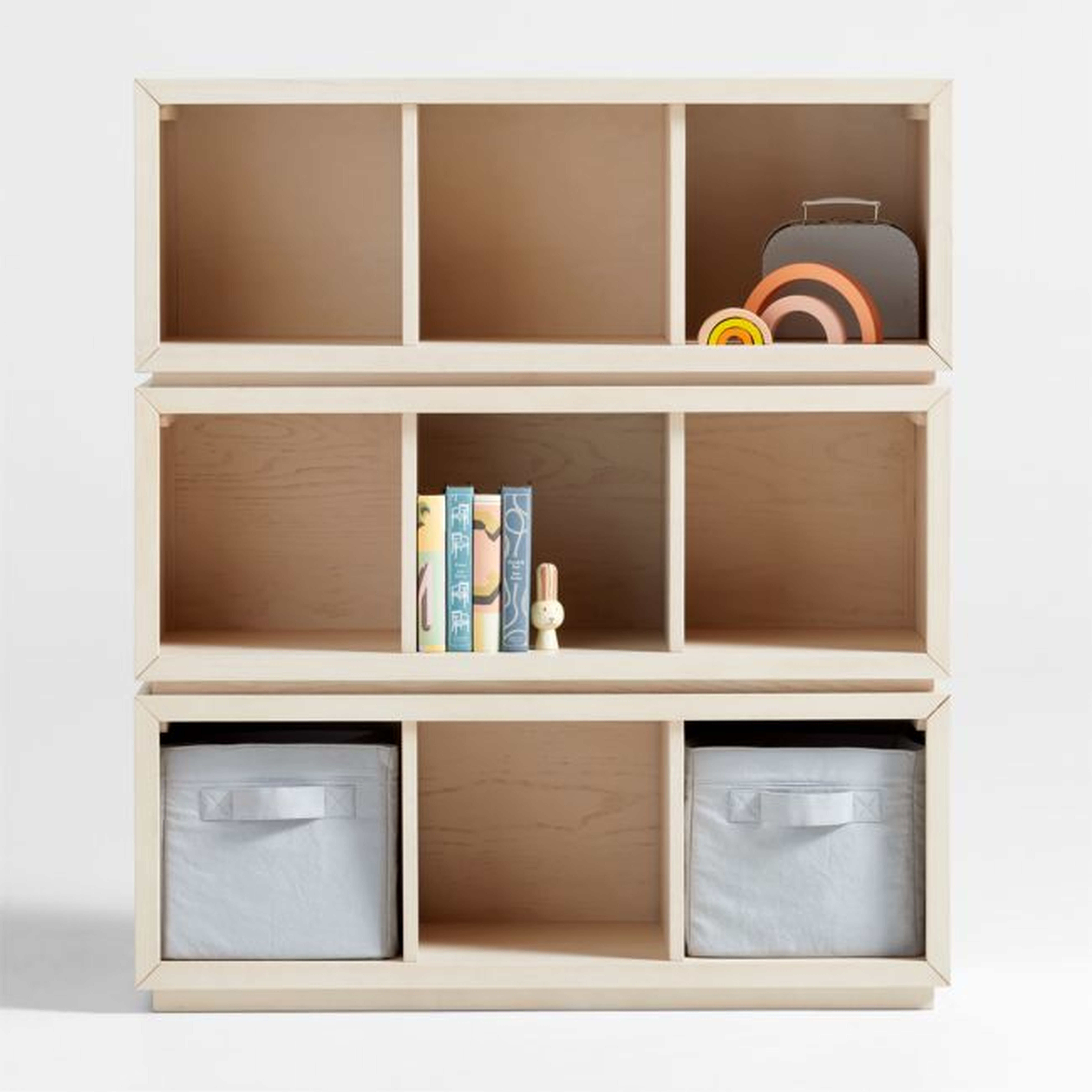 Cade Set of 3 Sunwashed Wood Cube Stackable Bookcases - Crate & Kids