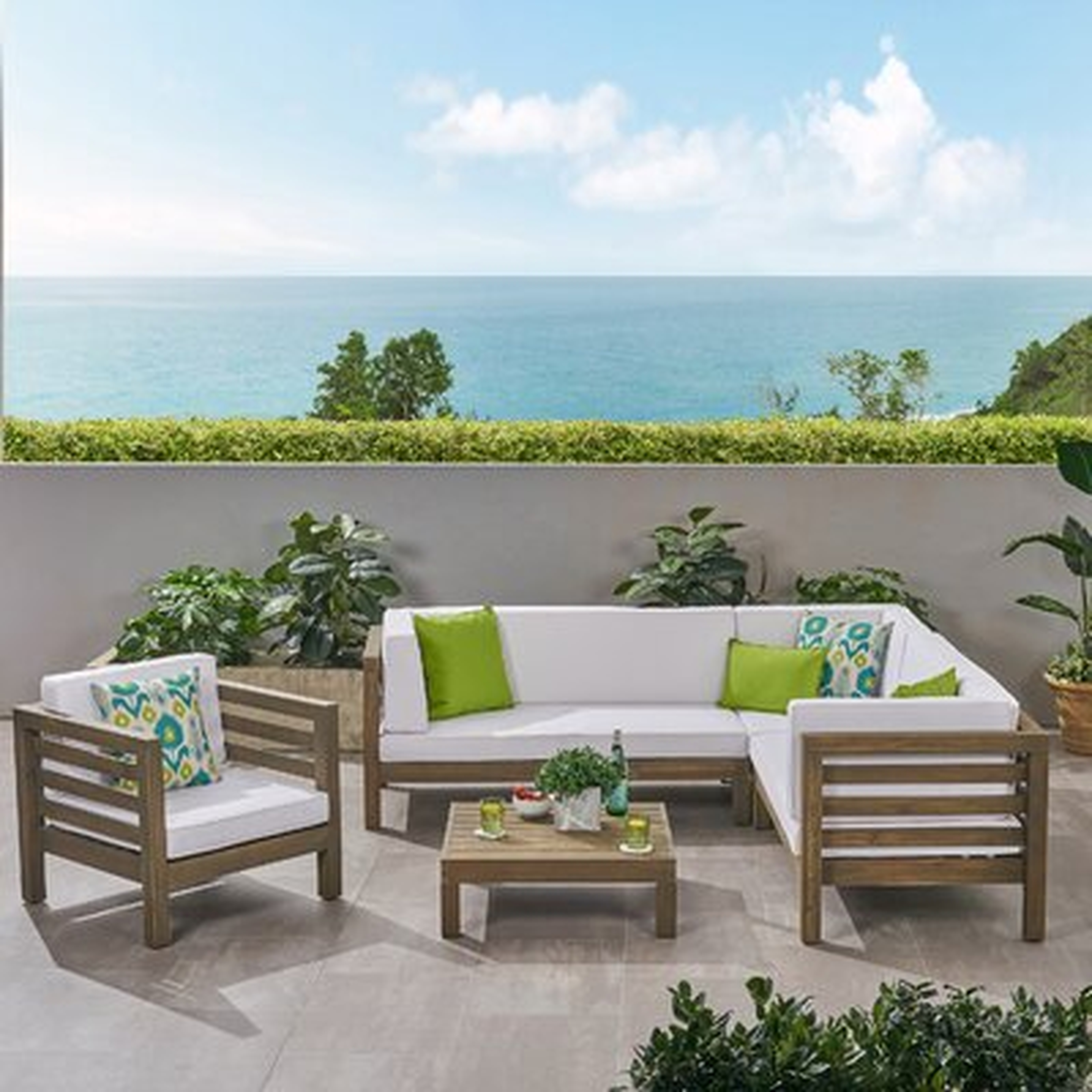 Kristin Outdoor 5 Piece Sectional Seating Group with Cushions - Wayfair