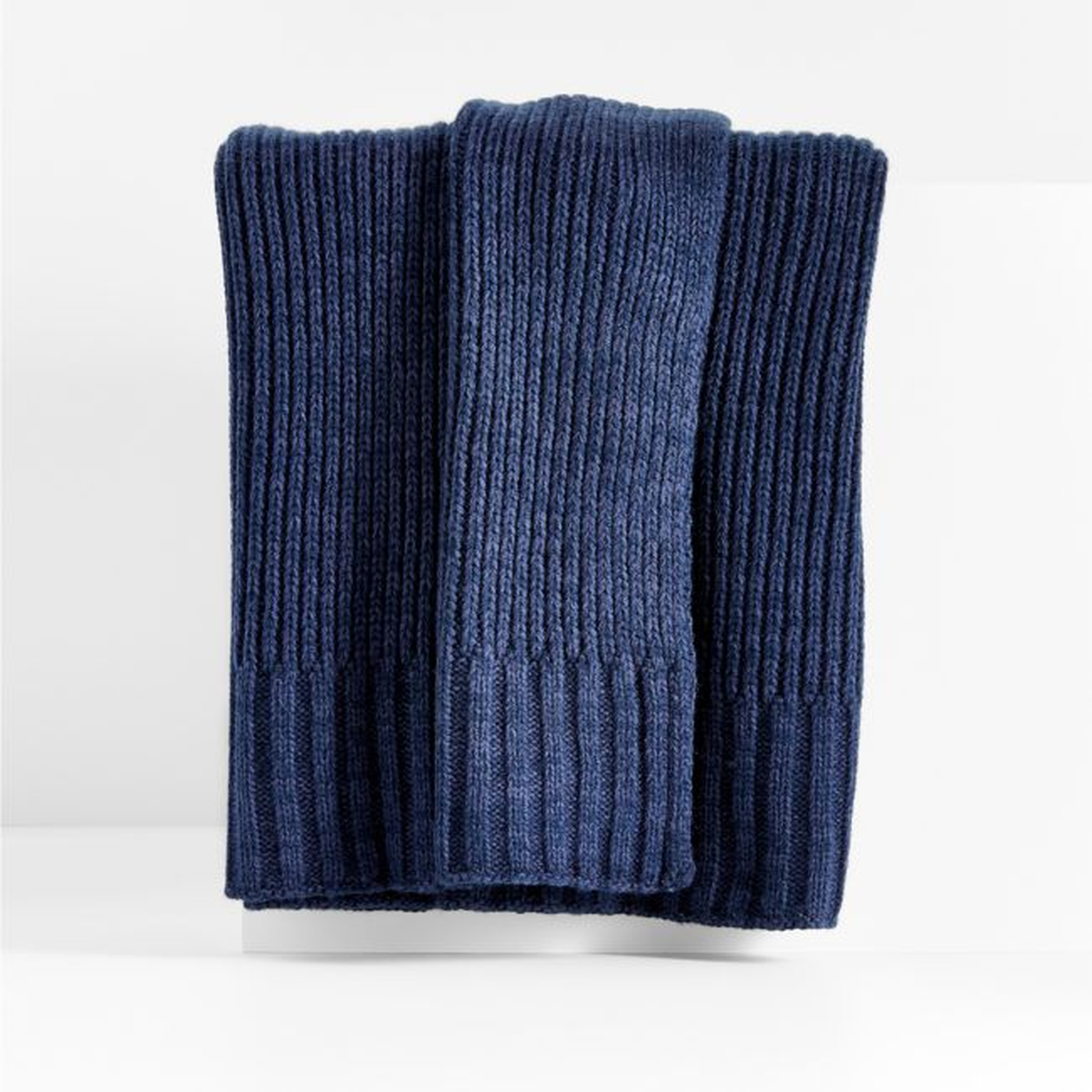 Equinox 70"x55" Deep Indigo Sweater Knit Throw Blanket - Crate and Barrel