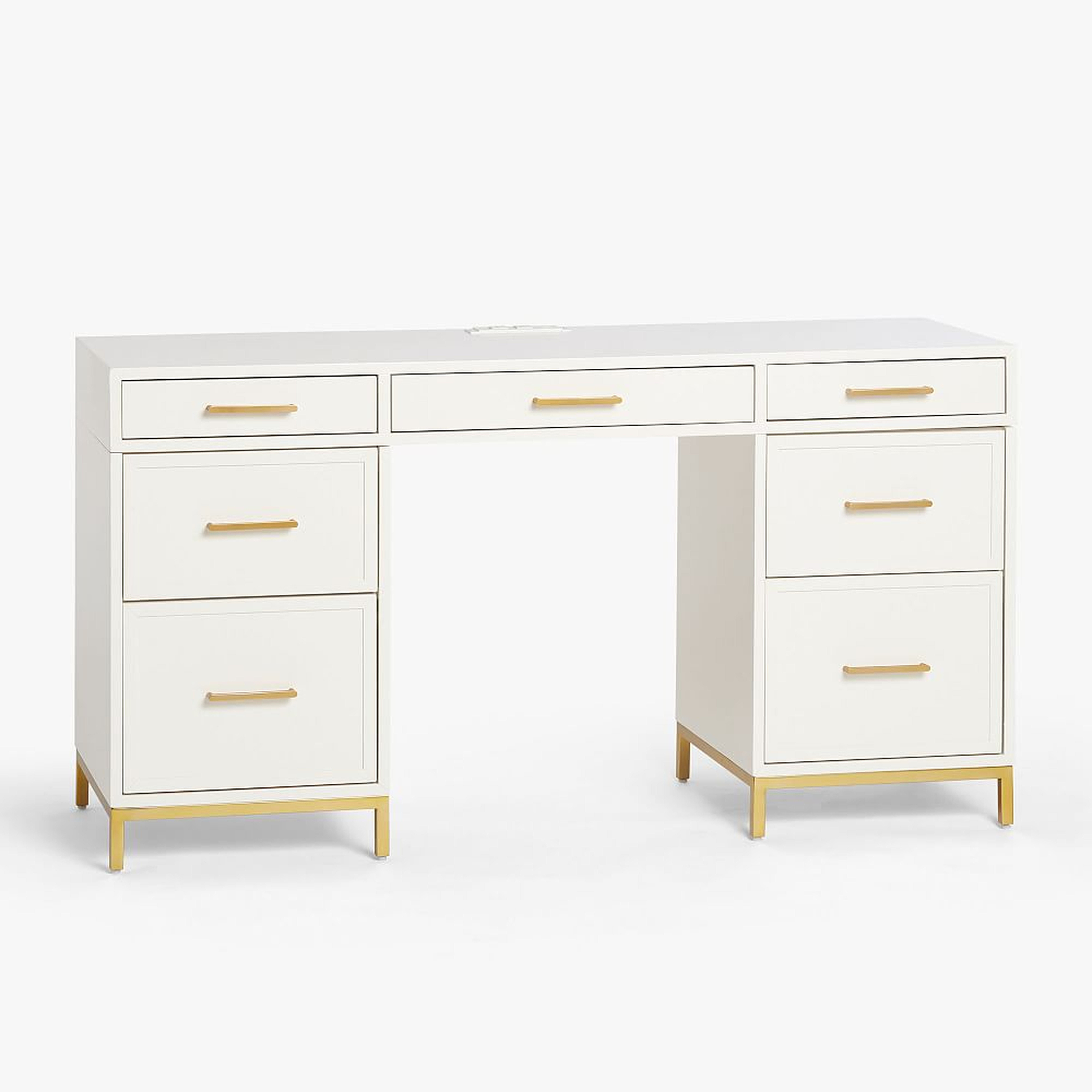 Blaire Smart Storage Desk, Lacquered Simply White - Pottery Barn Teen