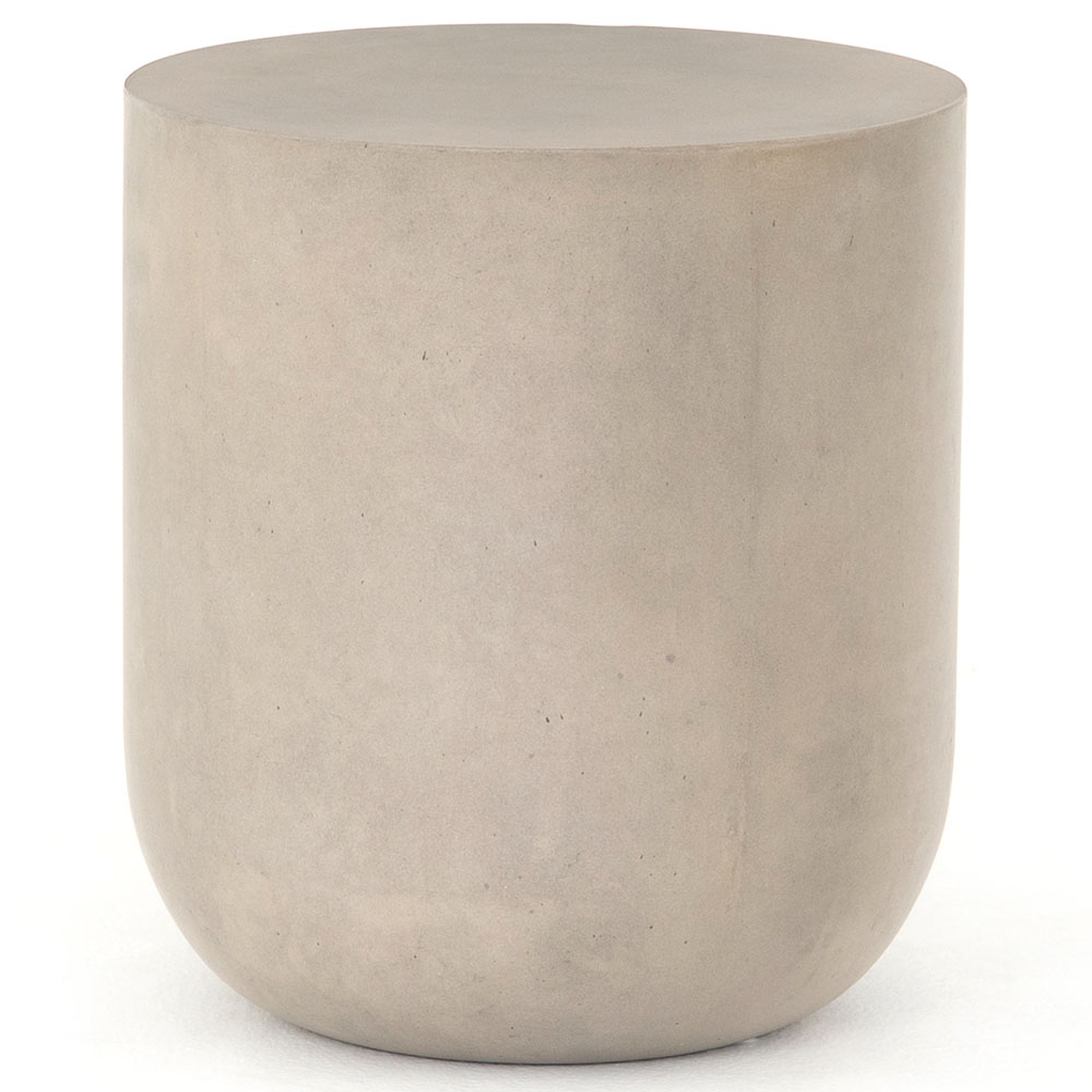 Lana Modern Concrete Round Drum Outdoor End Table, Classic Gray - Kathy Kuo Home