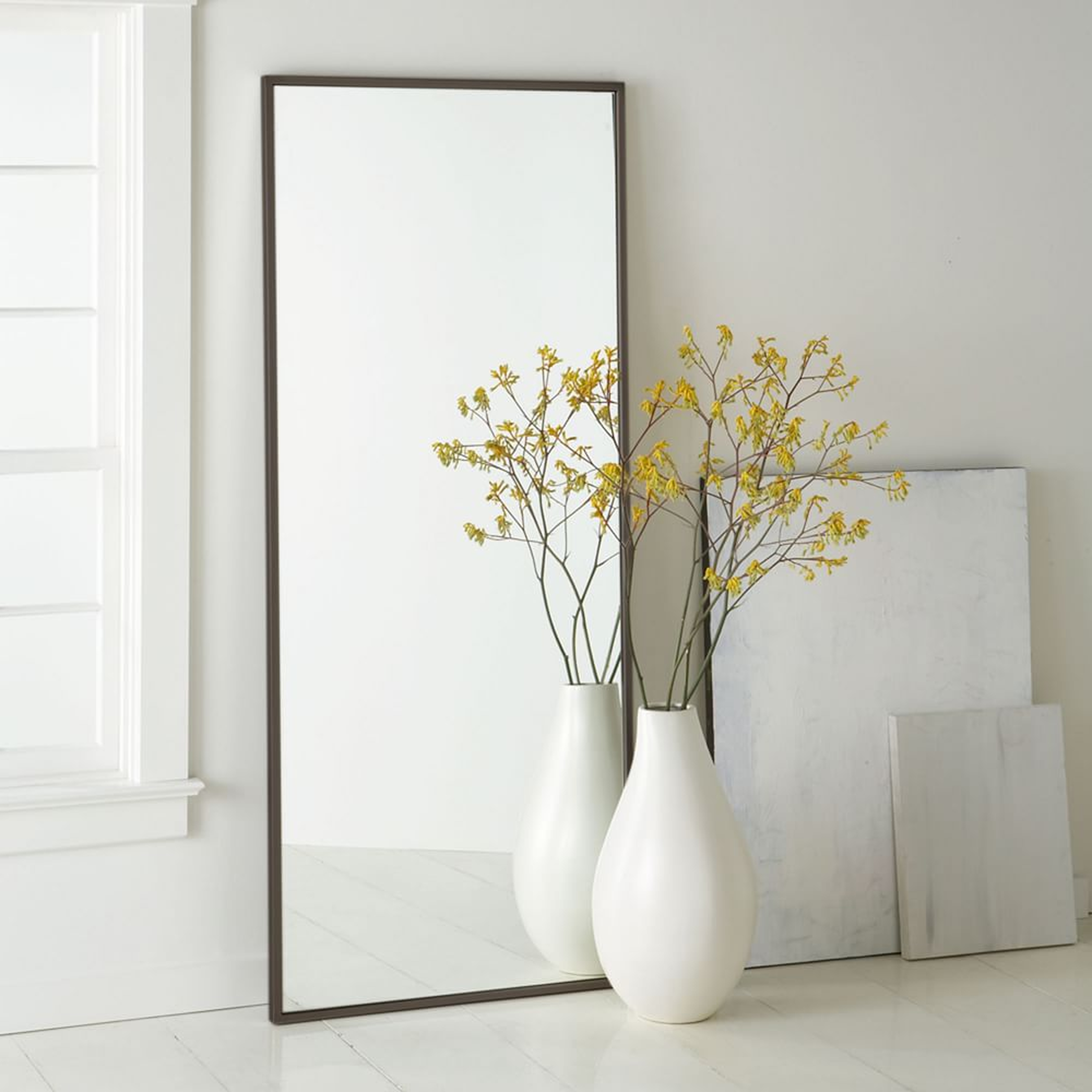 Metal Framed Floor Mirror, Antiqued Bronze - West Elm
