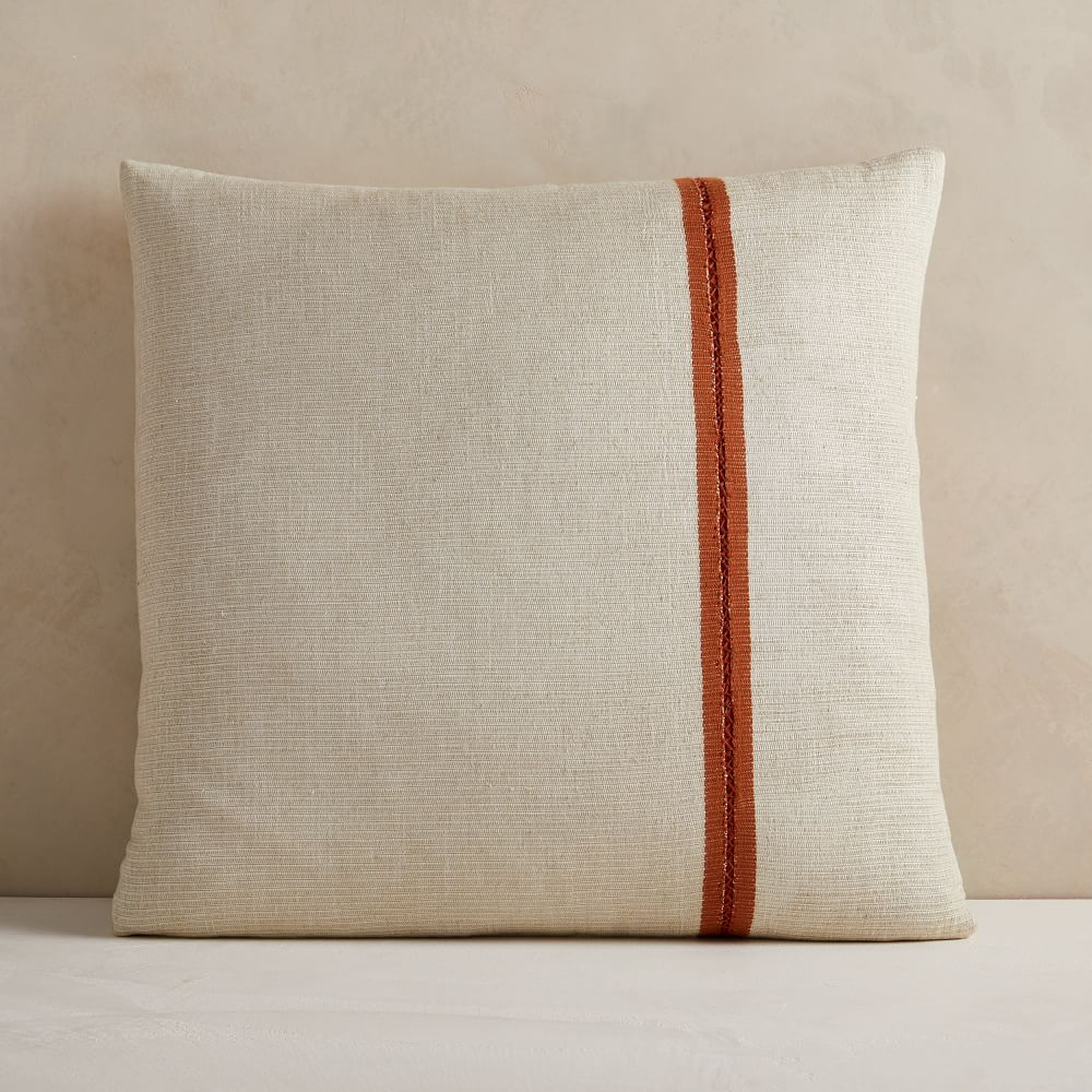Silk Mono Stripe Pillow Cover, 24"x24", Natural, Set of 2 - West Elm