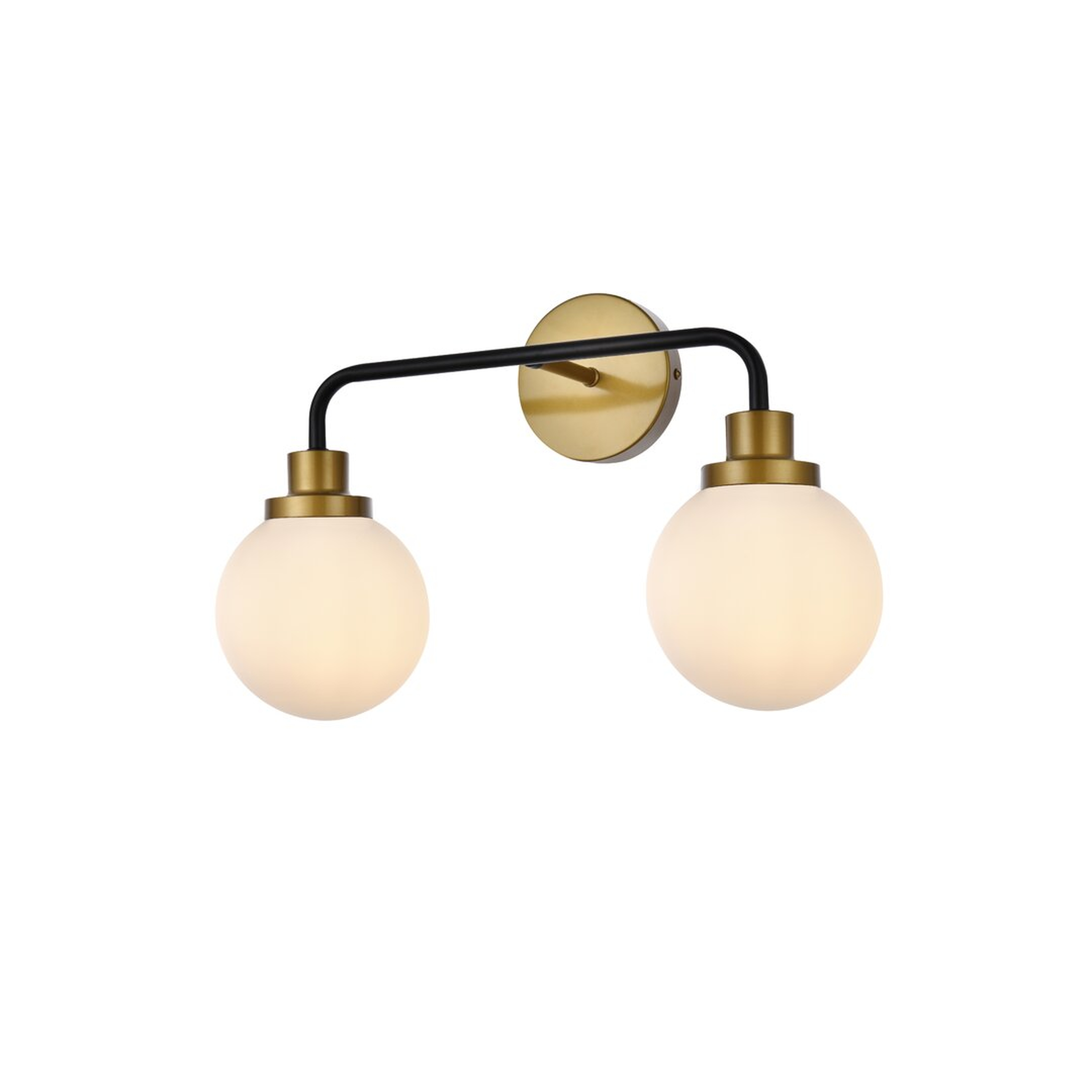 "Living District 2 - Light Dimmable Black And Brass And Frosted Shade Armed Sconce" - Perigold
