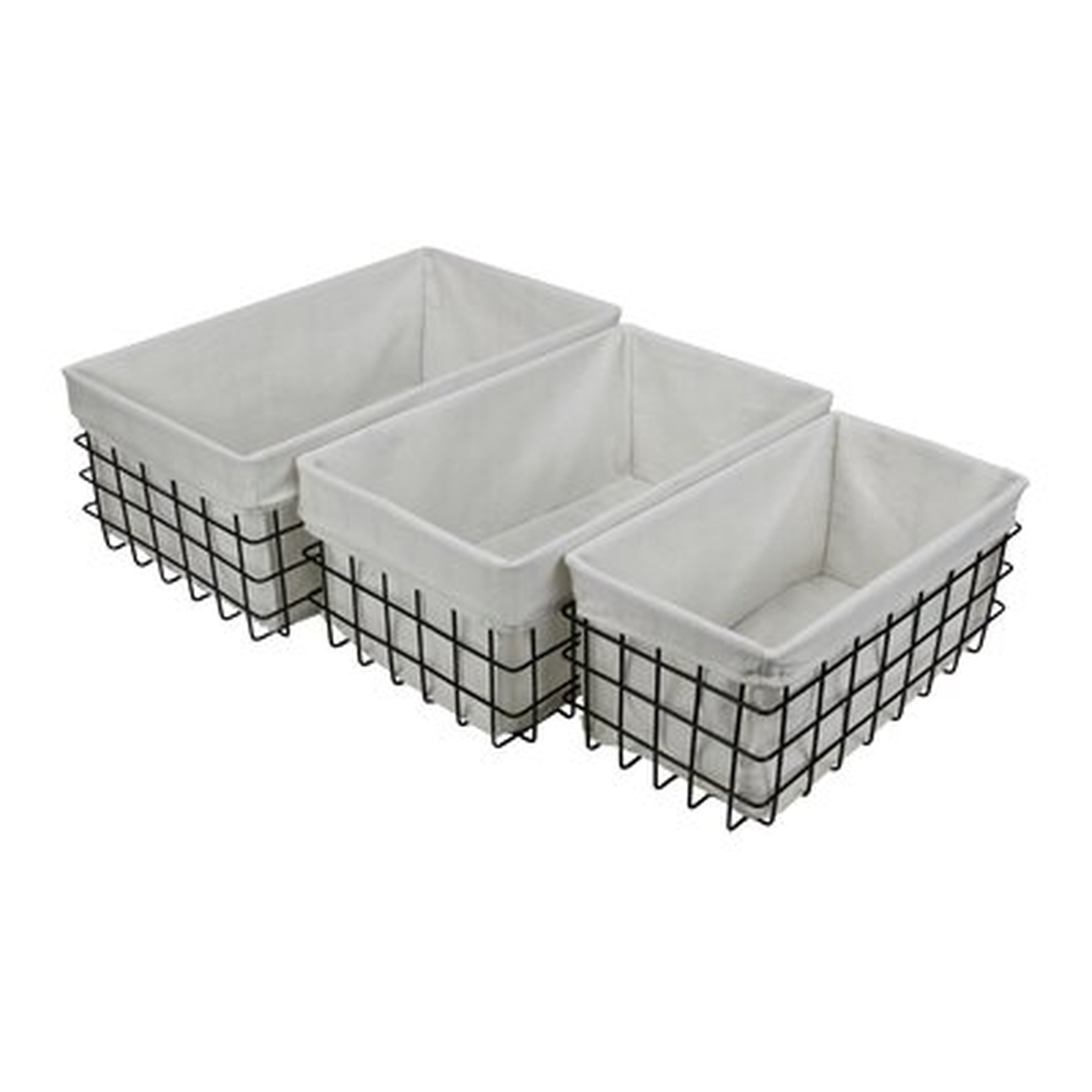 3 Piece Lined Metal Basket Set - Wayfair