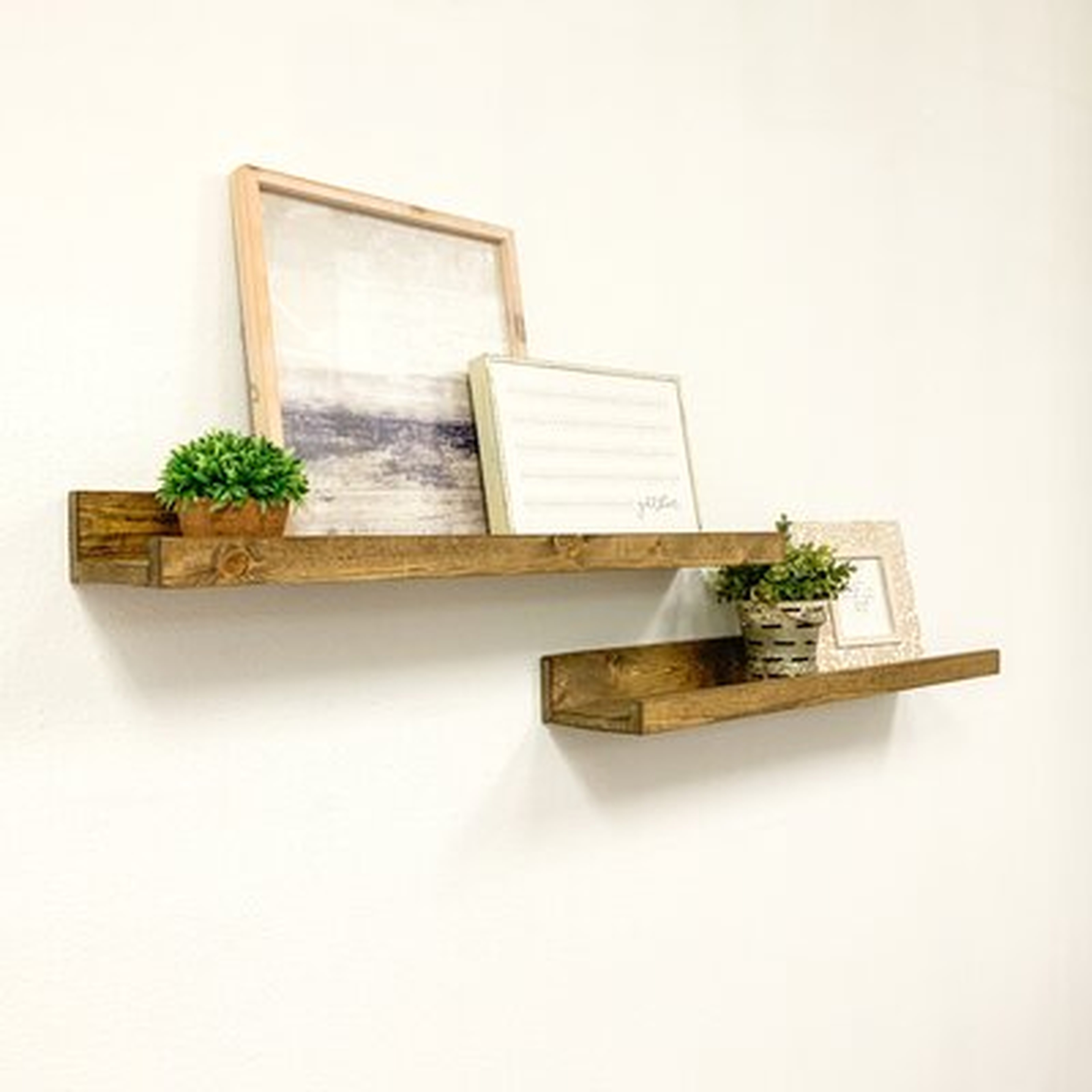 Kalel 2 Piece Pine Solid Wood Picture Ledge Wall Shelf - Wayfair