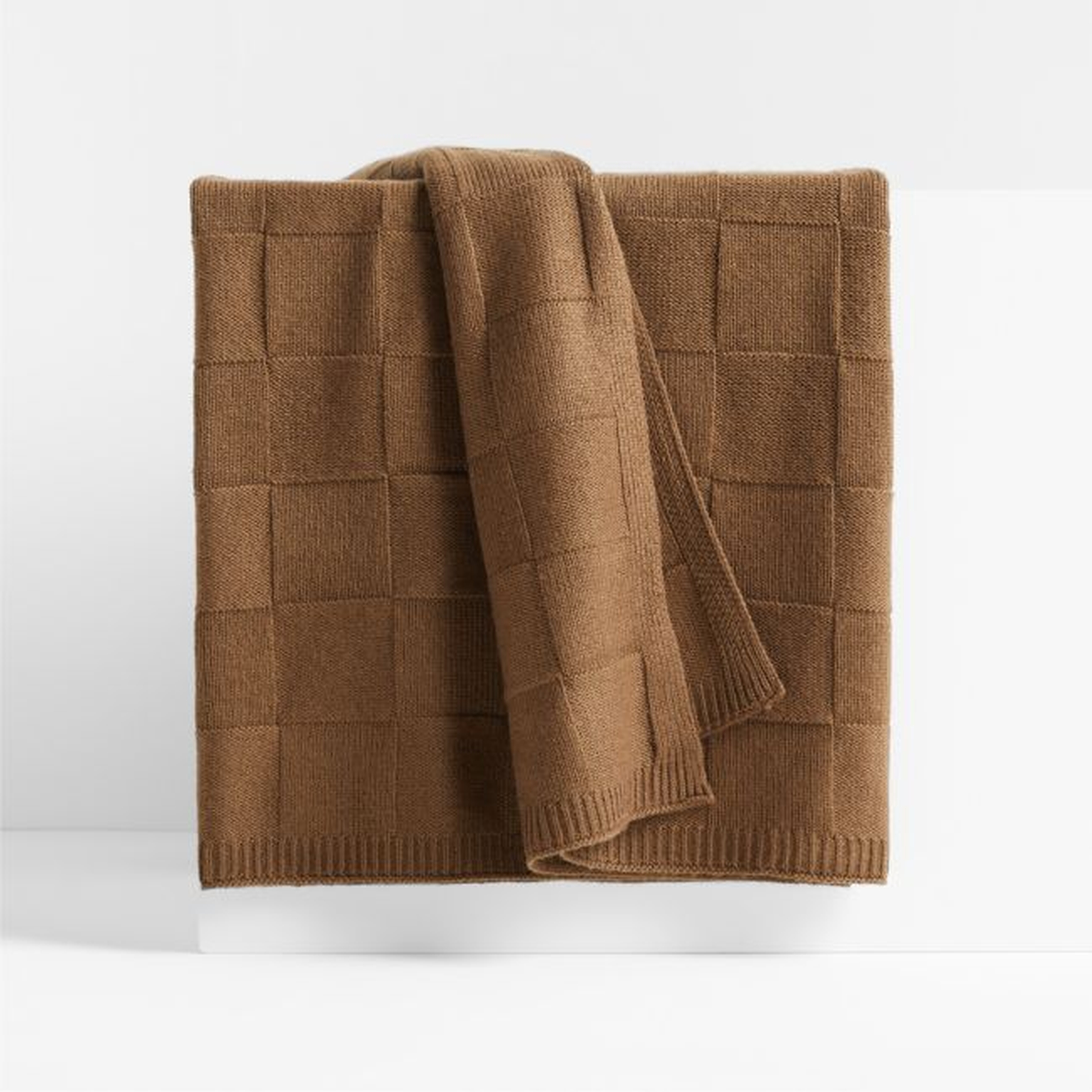 Atticus Square Knit Pindo Brown Throw by Jake Arnold - Crate and Barrel